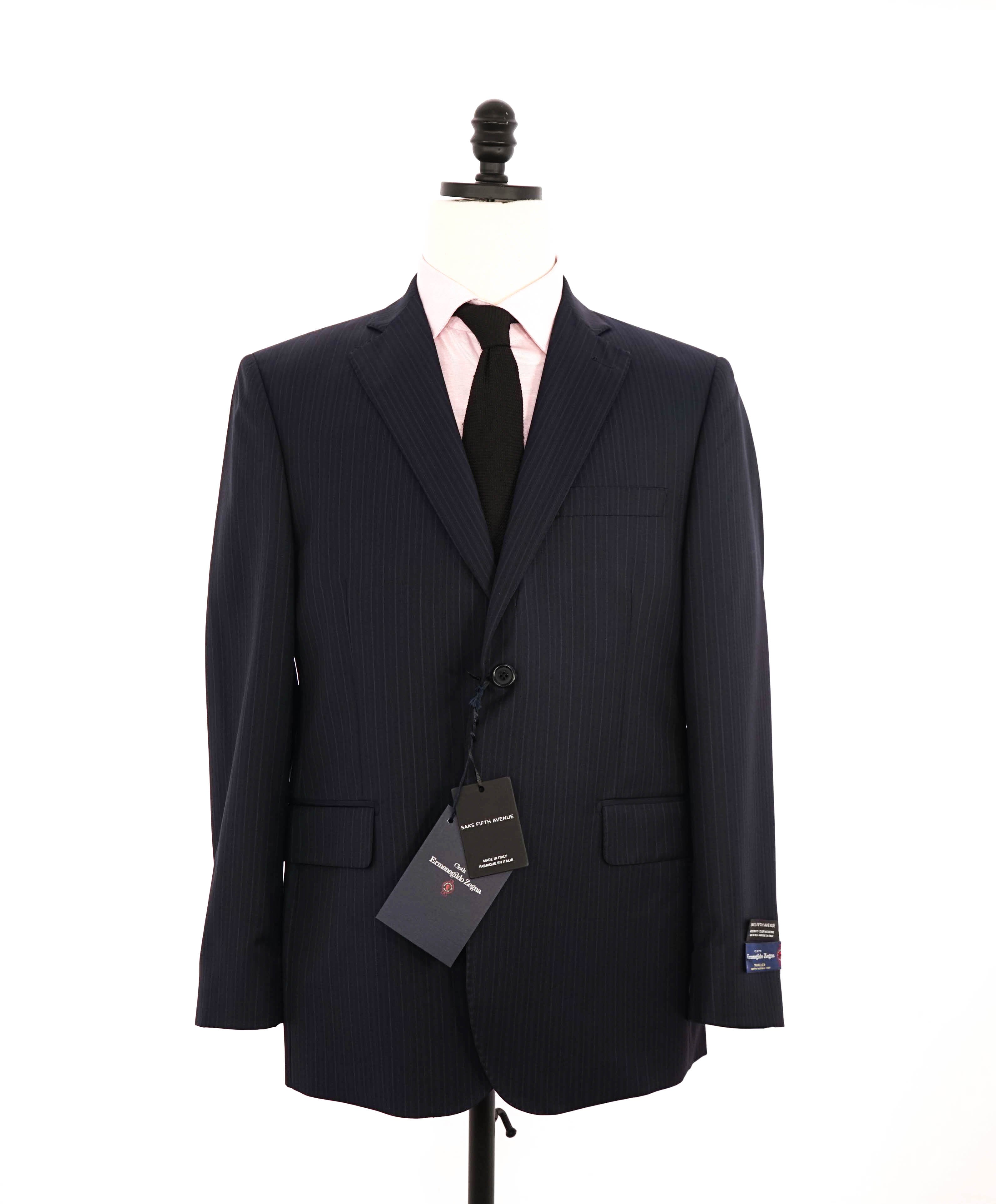 $1,295 ERMENEGILDO ZEGNA - By SAKS FIFTH AVENUE "Classic" Navy SILK Suit - 38S 34W