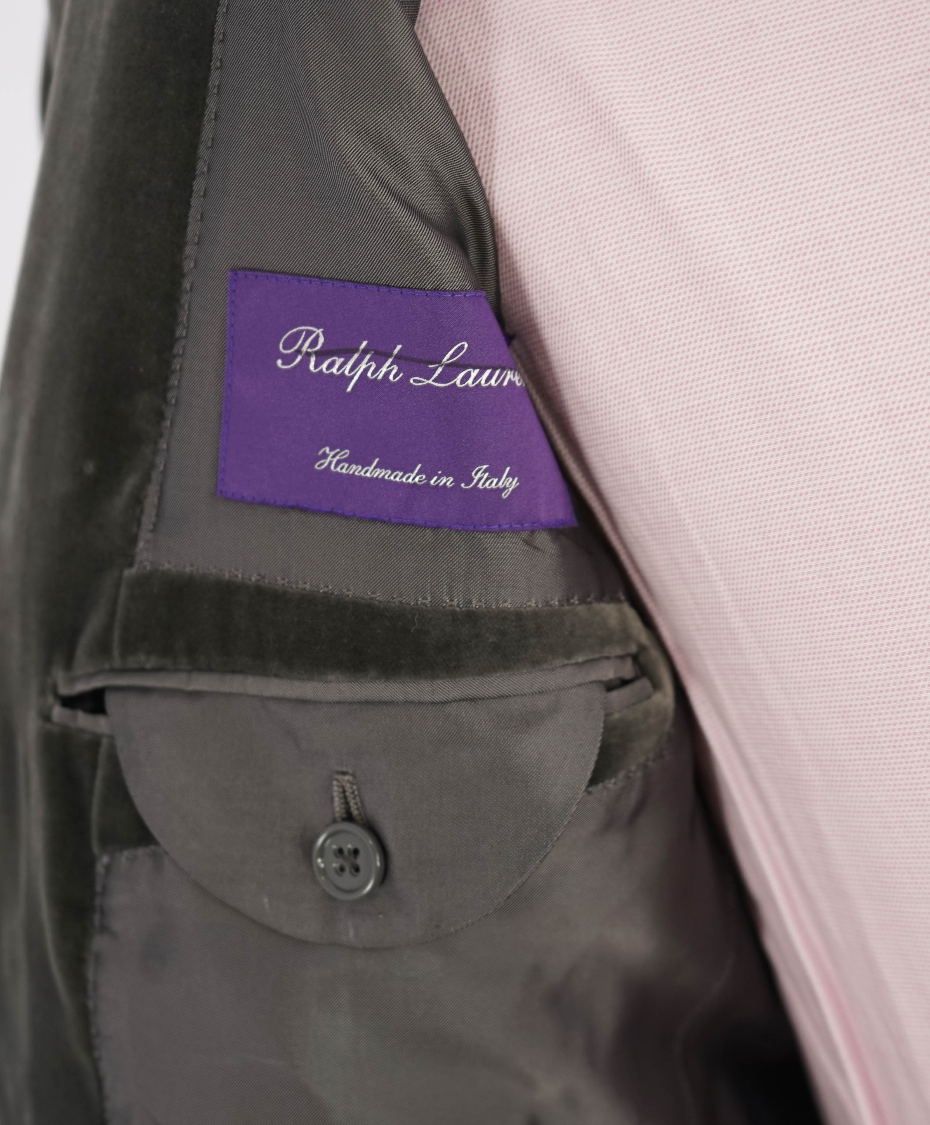 $2,695 RALPH LAUREN PURPLE LABEL - *VELVET* Gray Notch Lapel Blazer - 40R