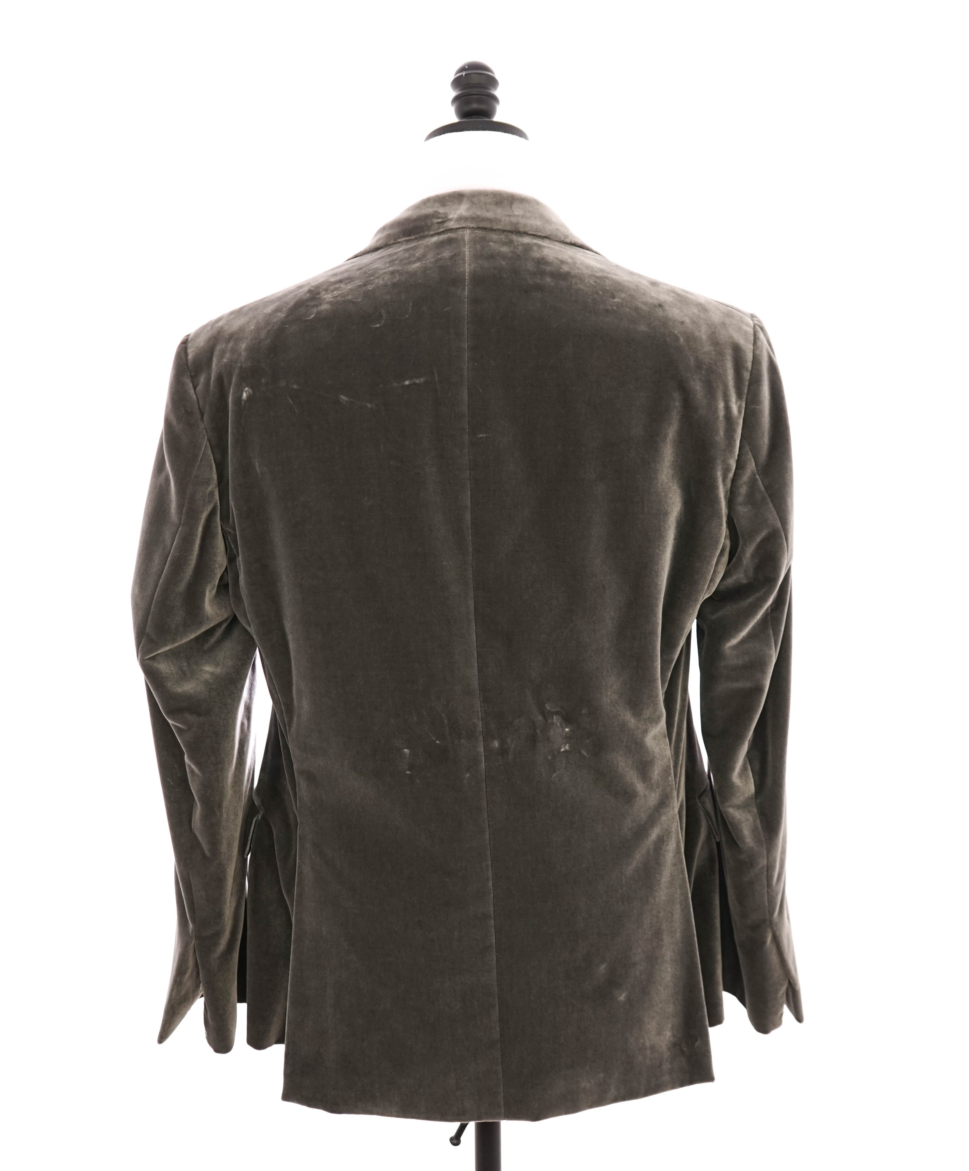 $2,695 RALPH LAUREN PURPLE LABEL - *VELVET* Gray Notch Lapel Blazer - 42R