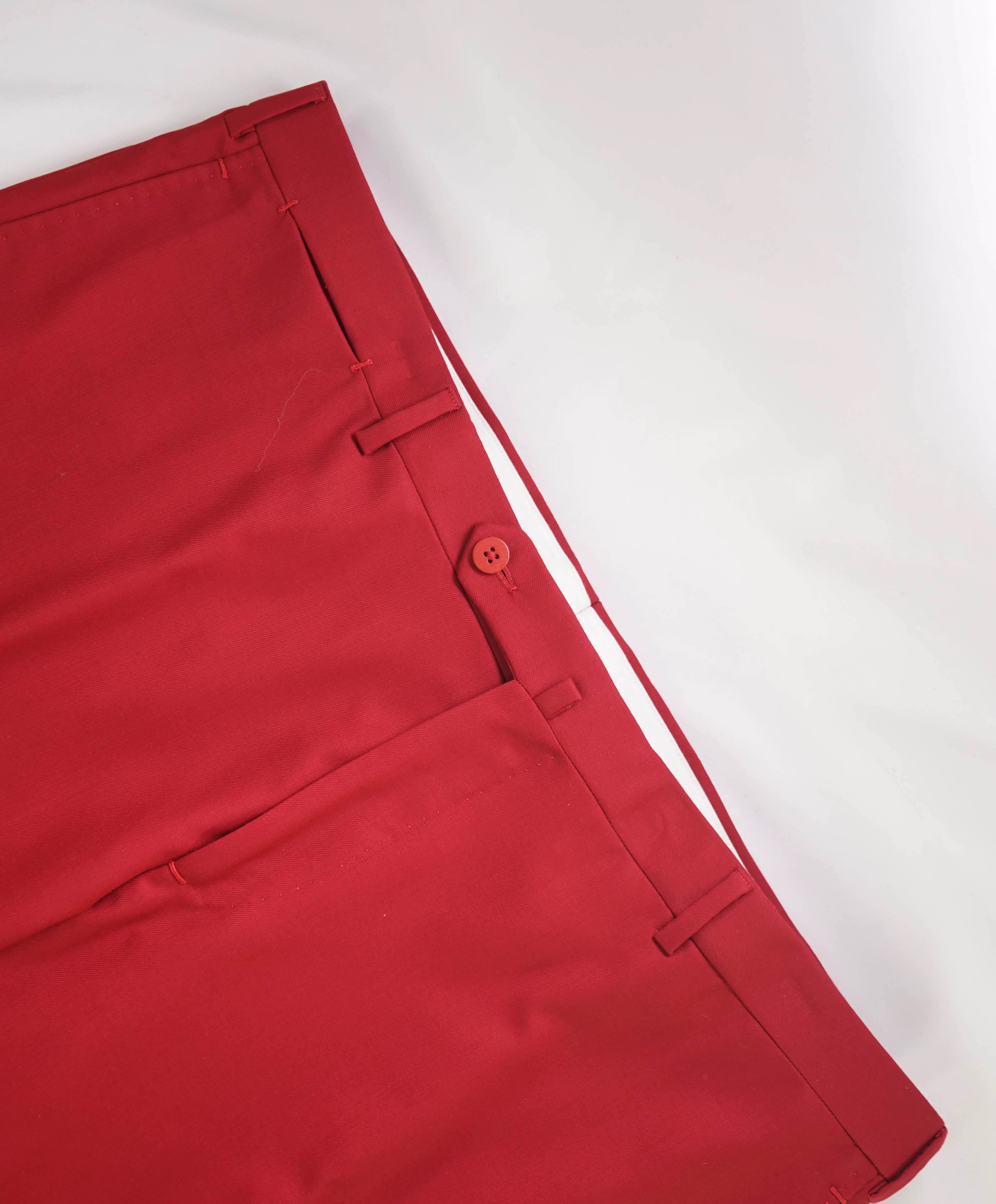 $850 ISAIA - CORAL RED Flat Front Wool Dress Pants - 40W