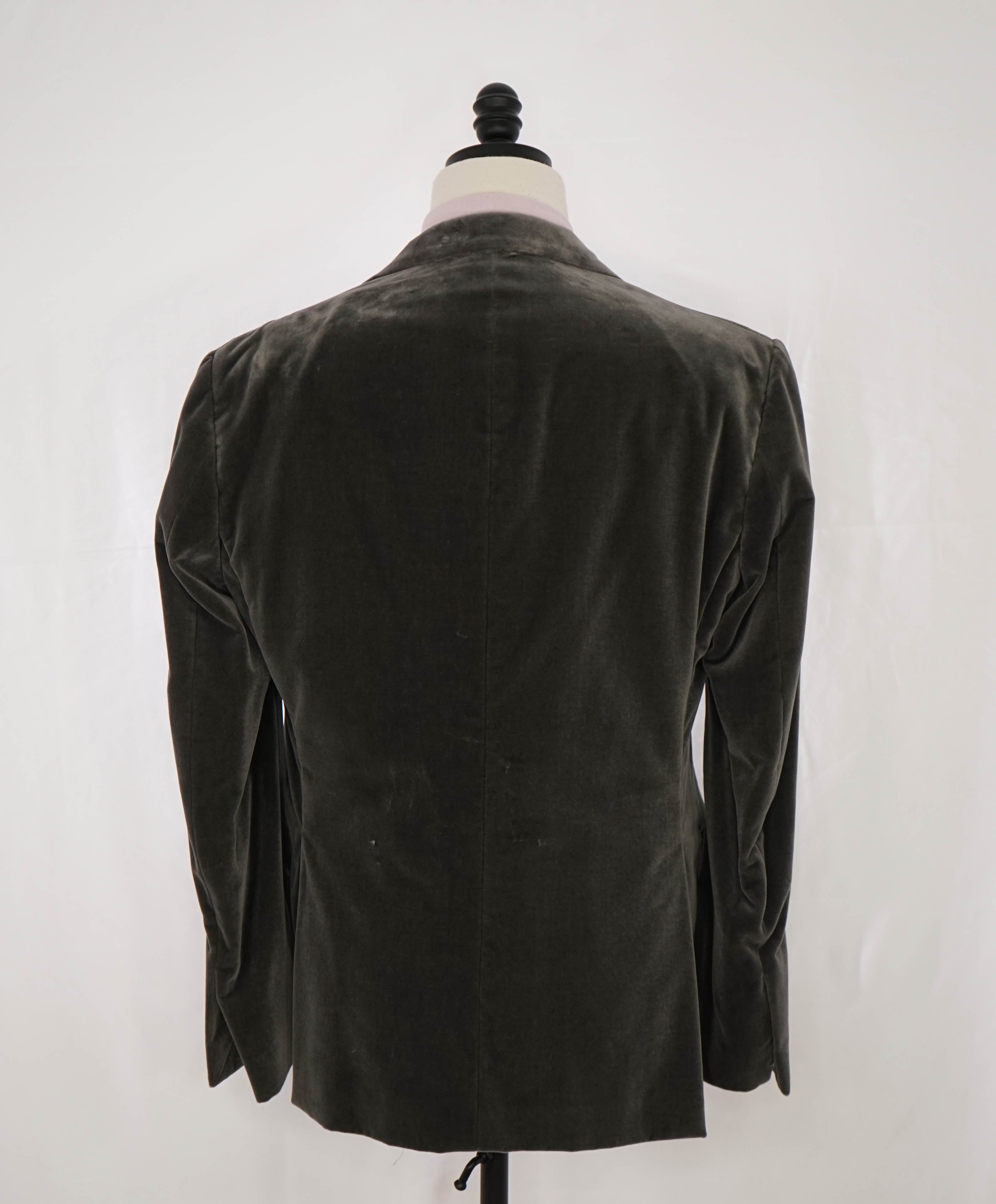 $2,695 RALPH LAUREN PURPLE LABEL - *VELVET* Gray Notch Lapel Blazer - 42R