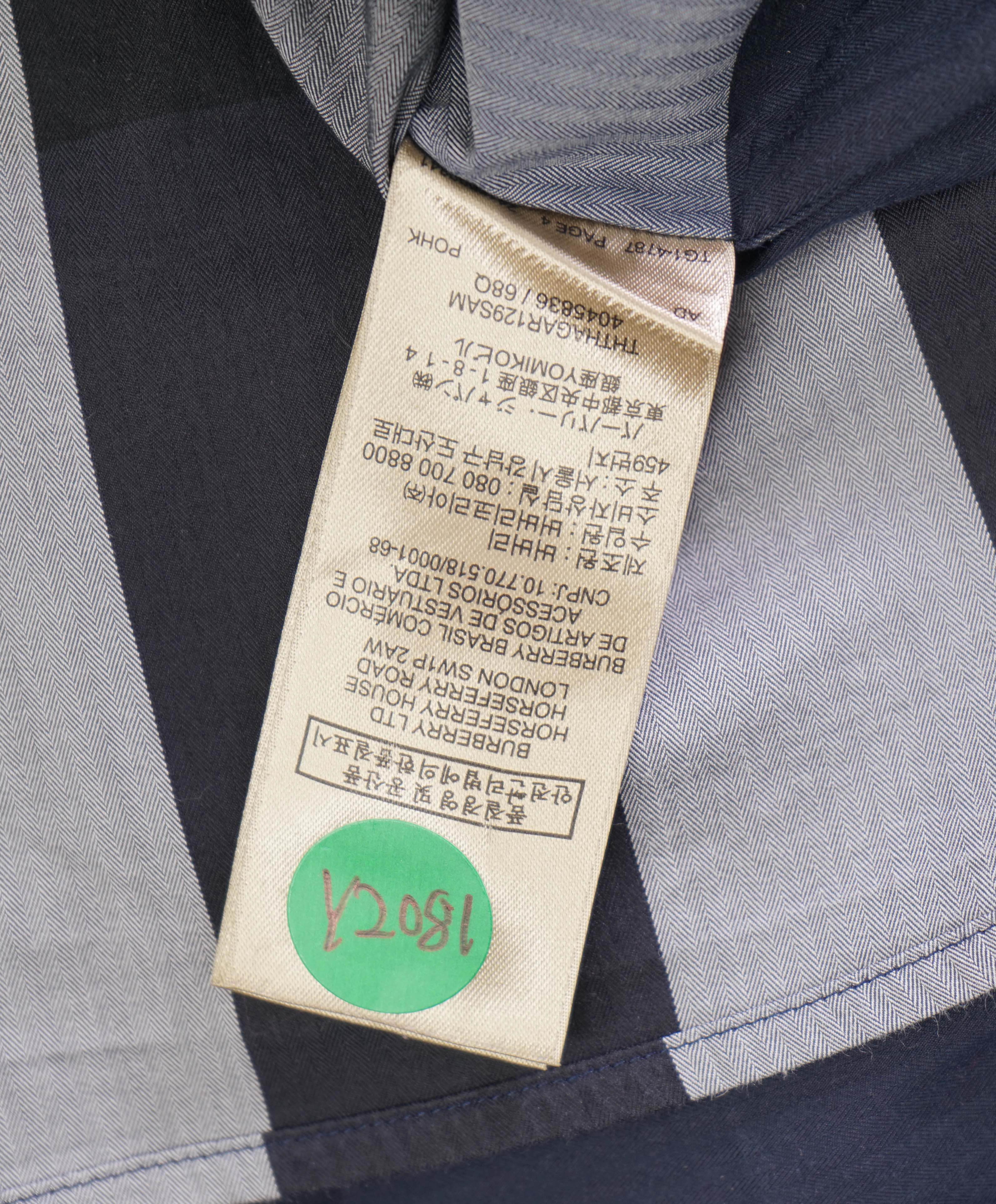 $650 BURBERRY - "Simpson" Nova Check Blue/White/Red Stretch Cotton Check Shirt - S