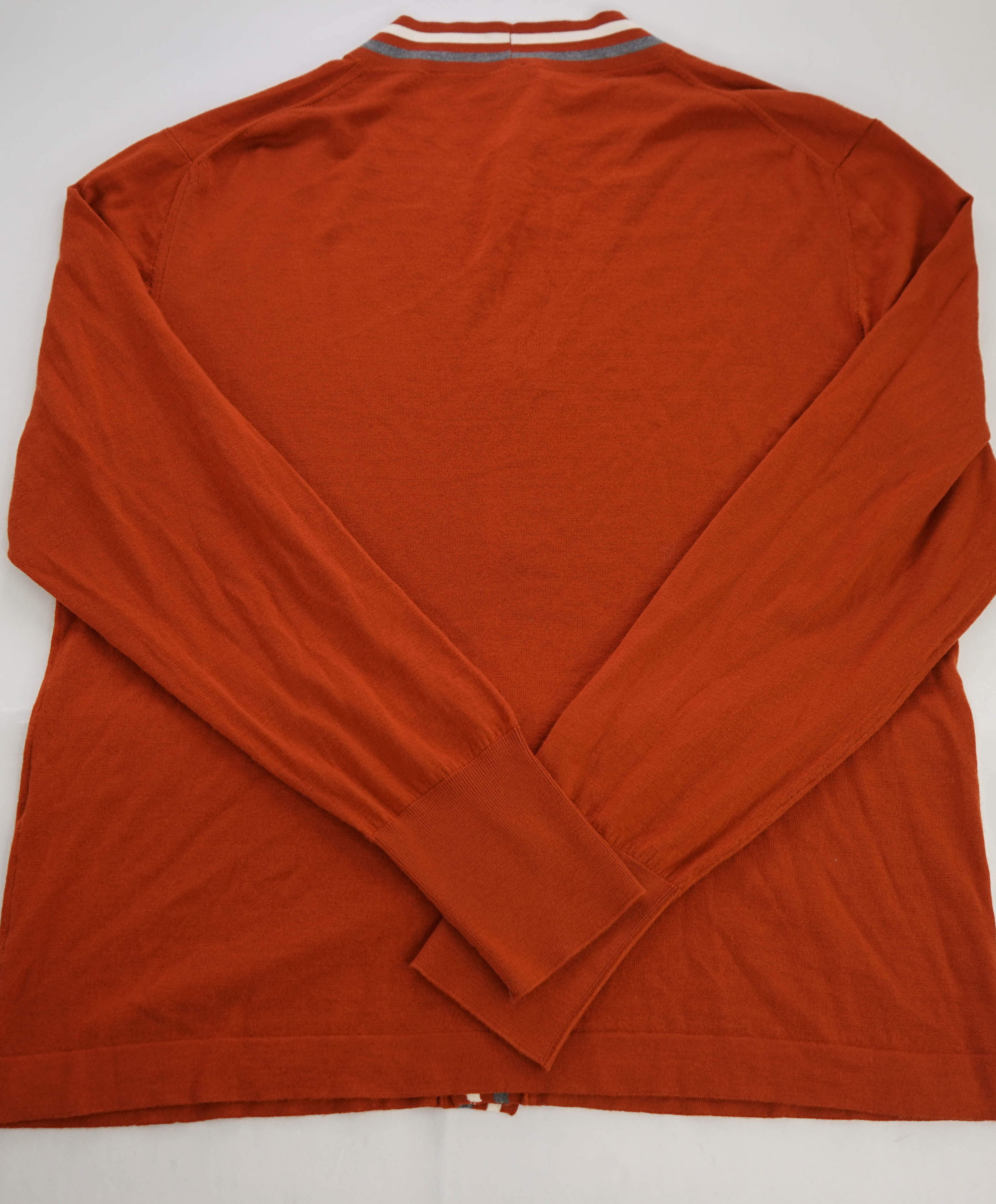 $975 ELEVENTY - *PLATINUM* Rust Tipped MOP Button Cardigan Sweater - M