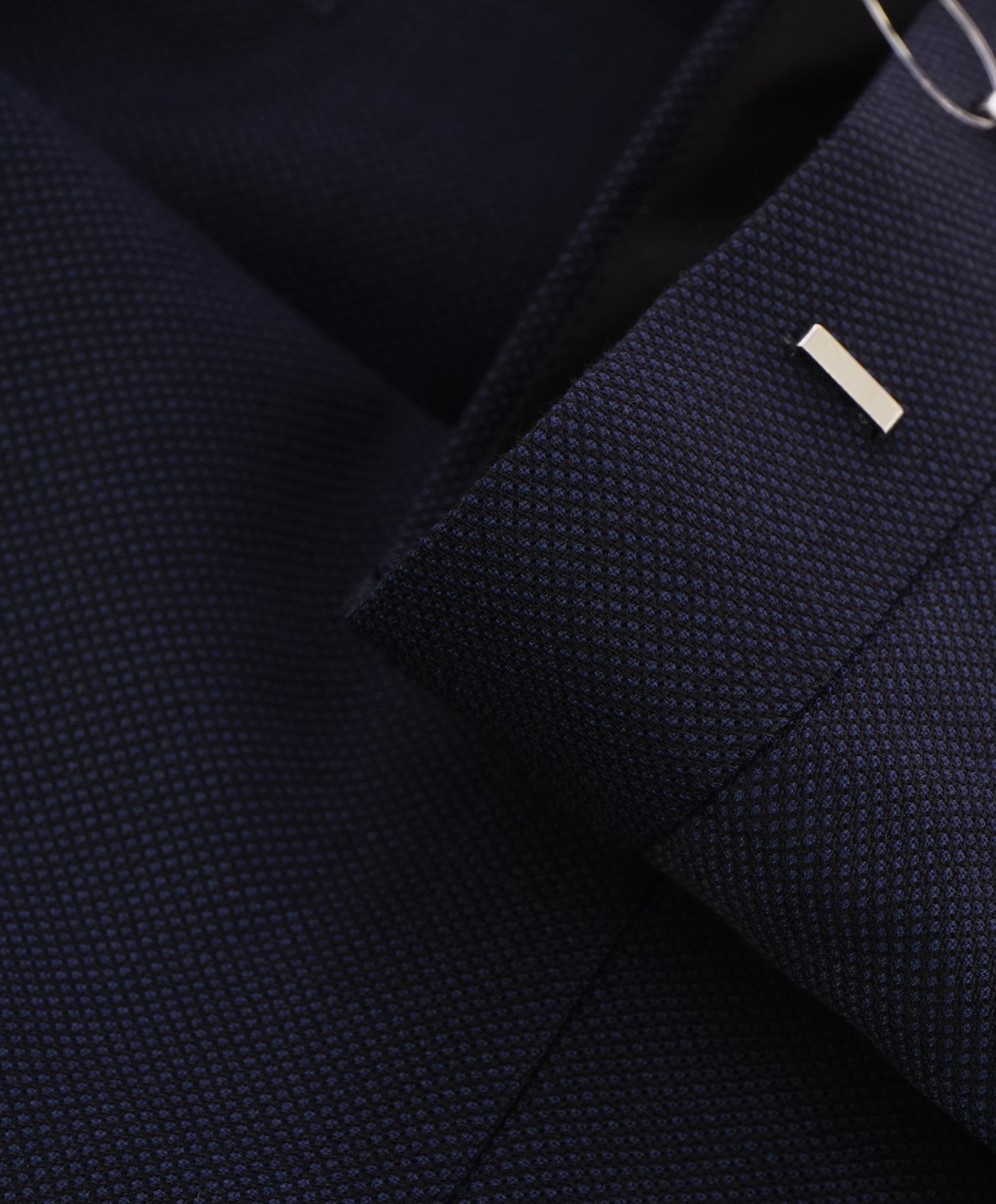 HARDY AMIES - "Brinsley Slim Fit" Navy Birdseye Flat Front Dress Pants - 40W