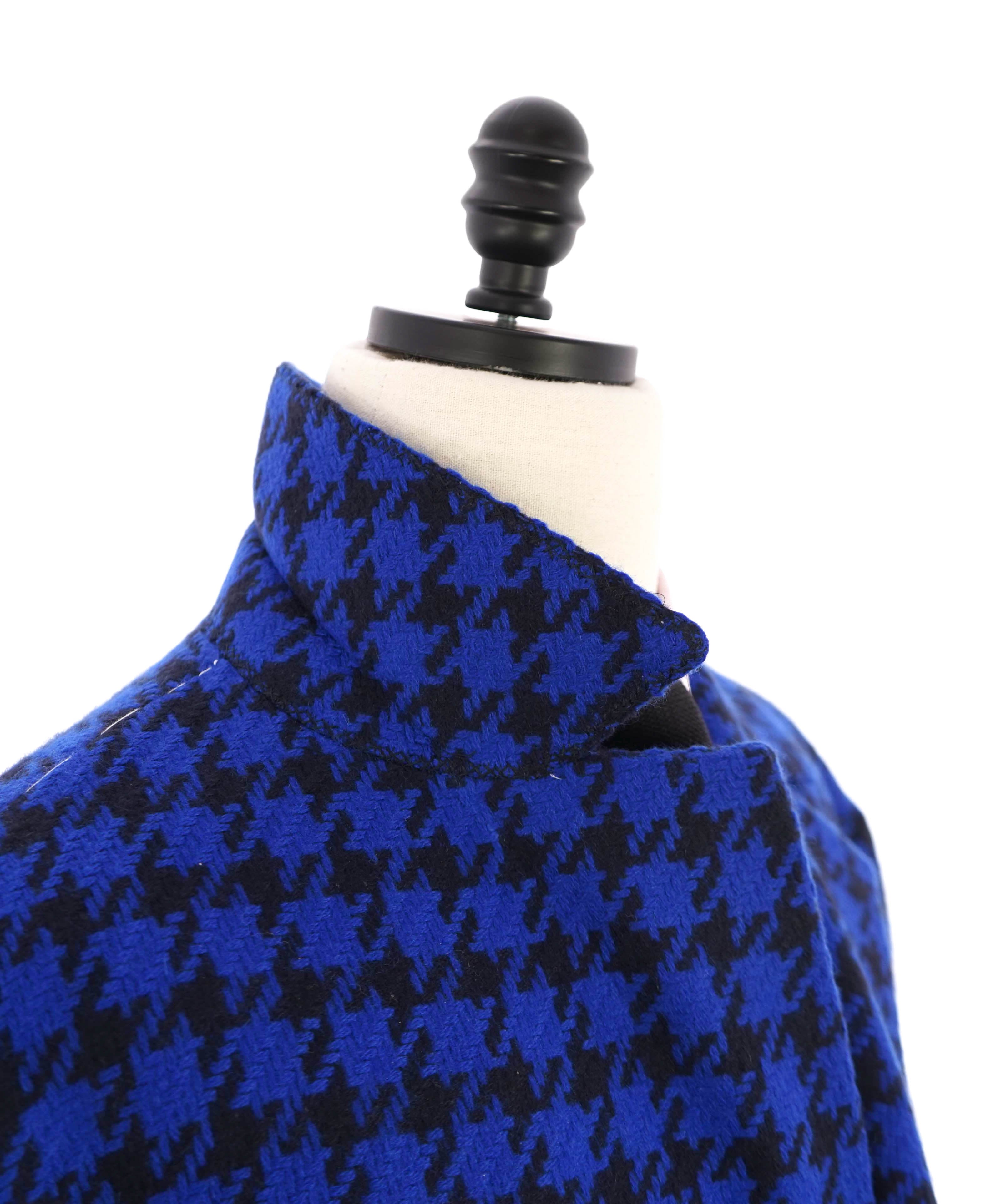$14,545 KITON - *100% PURE CASHMERE* Bold Blue Houndstooth Top Coat - 48R
