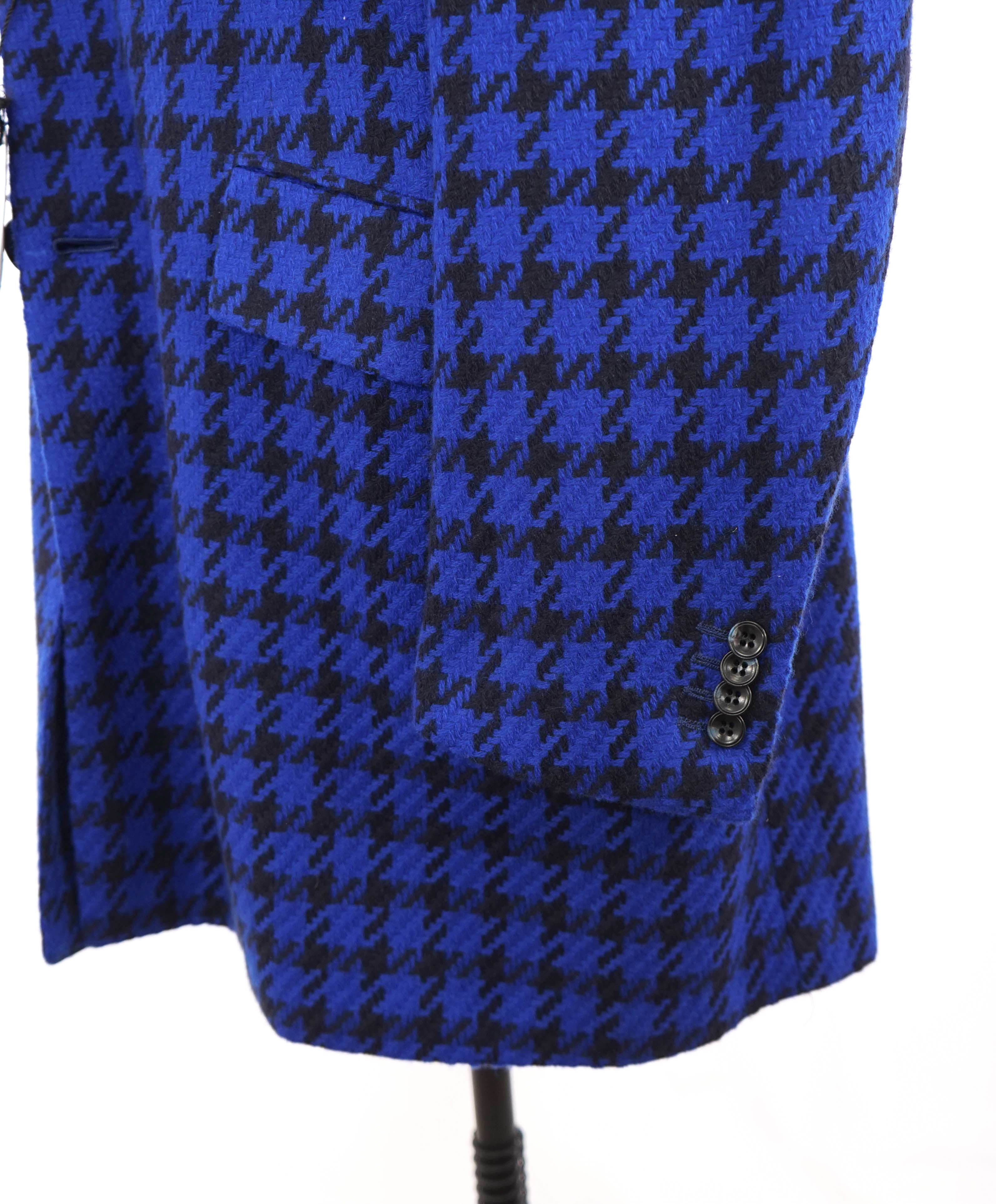 $14,545 KITON - *100% PURE CASHMERE* Bold Blue Houndstooth Top Coat - 48R