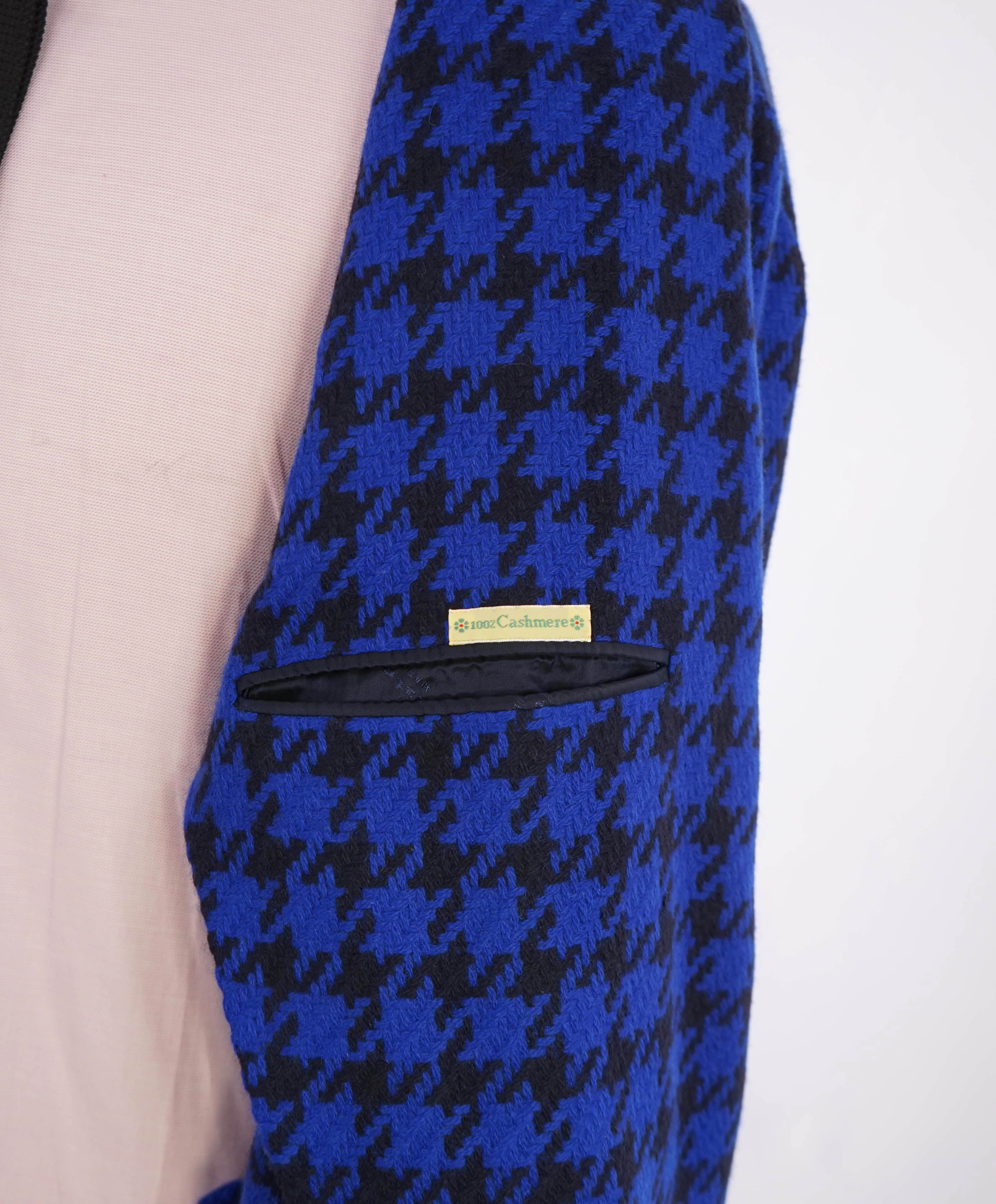 $14,545 KITON - *100% PURE CASHMERE* Bold Blue Houndstooth Top Coat - 48R