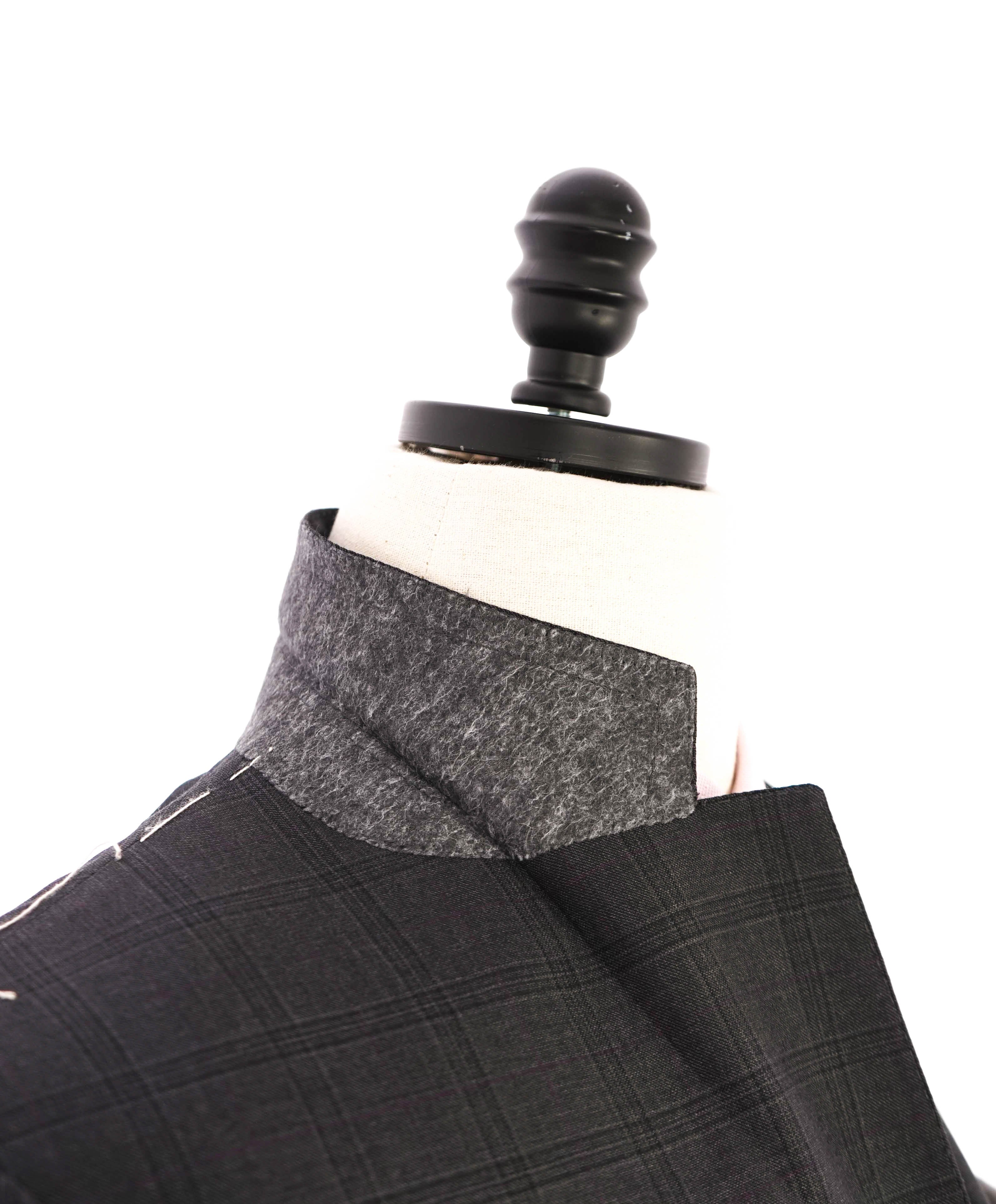 $3,095 CANALI - **EXCLUSIVE** Charcoal/Purple Check Plaid Notch Lapel Suit - 44R