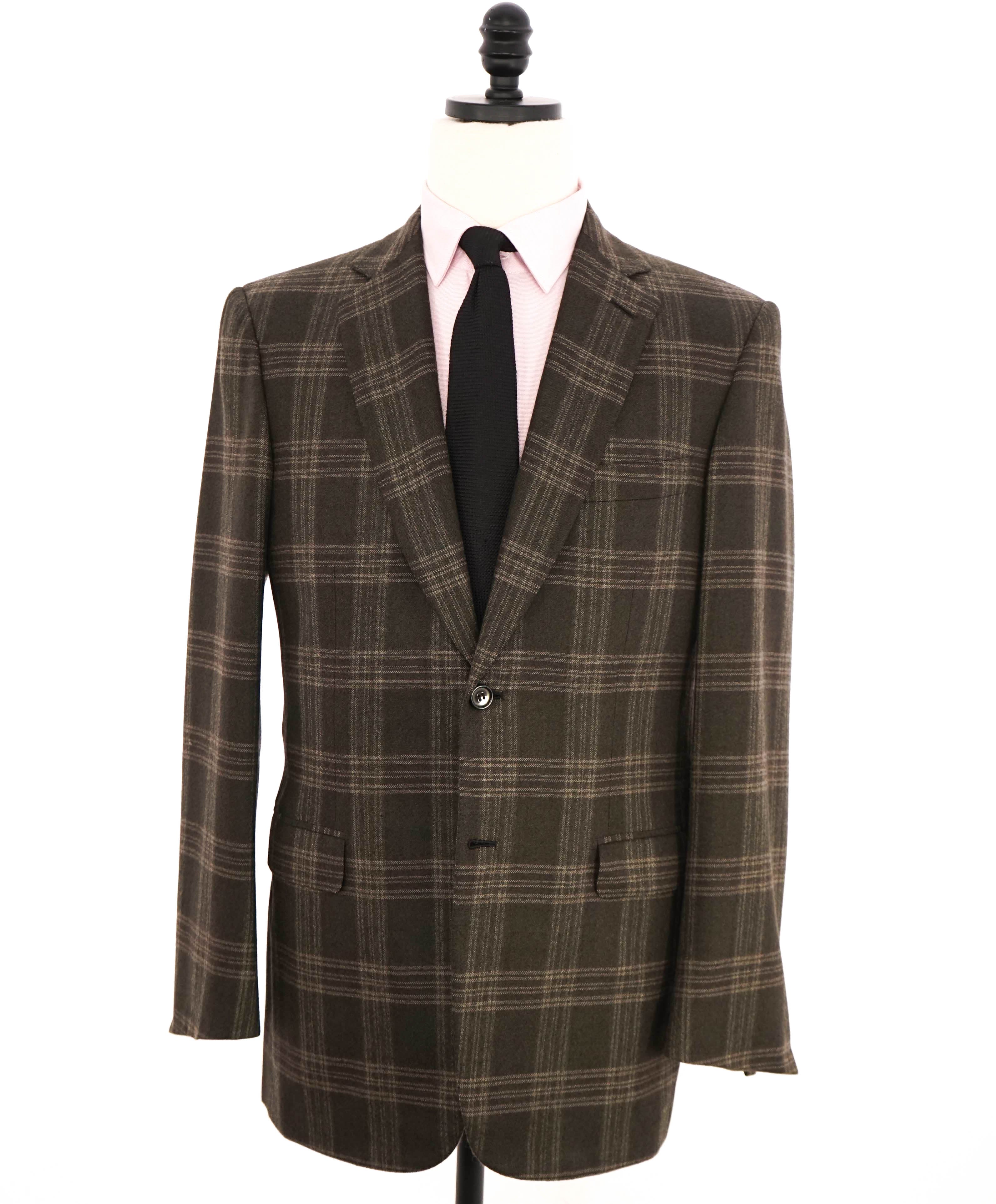 $4,800 BRIONI - "SECOLO" Brown Check Plaid Hand Made Italy Blazer- 38R US