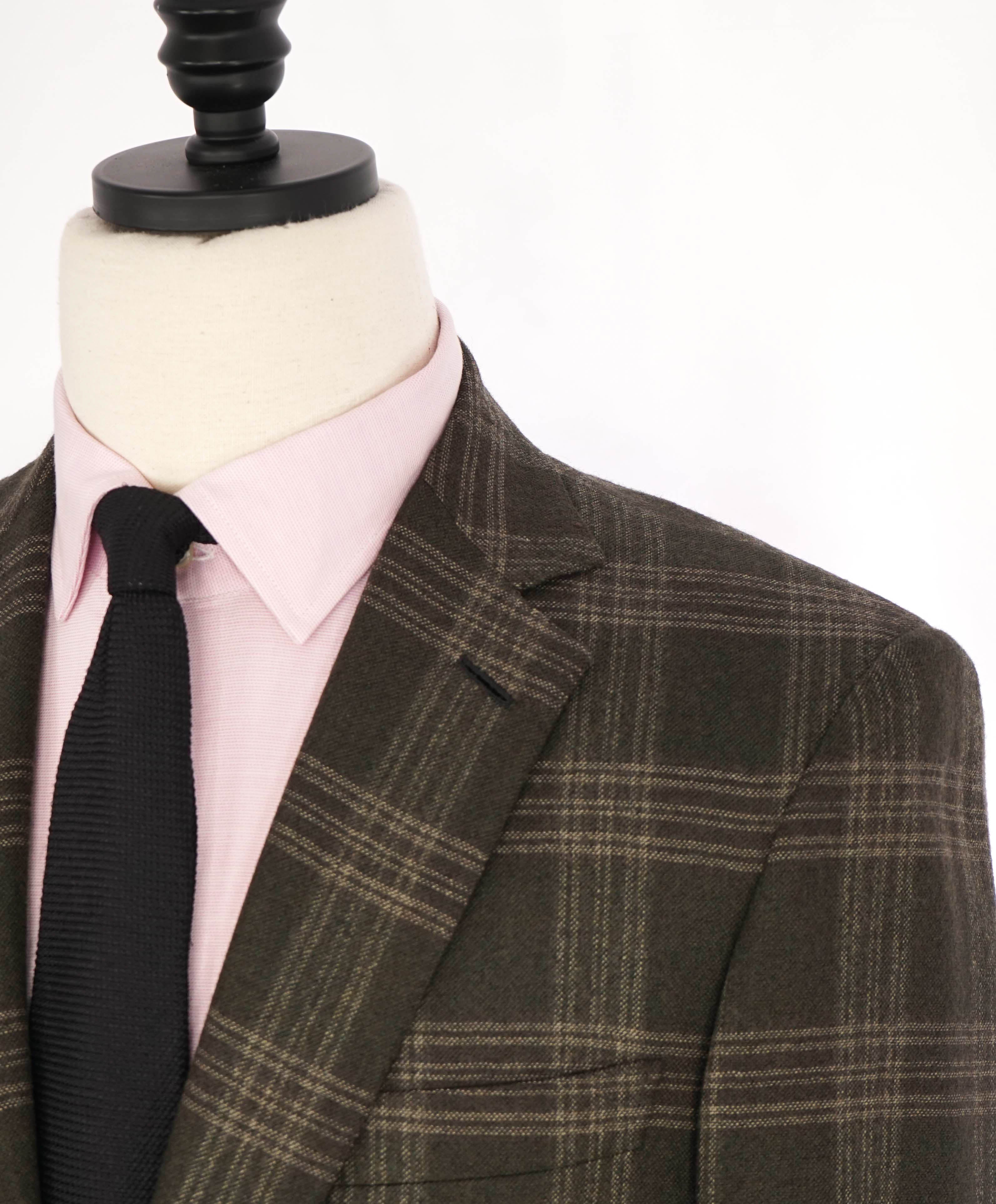 $4,800 BRIONI - "SECOLO" Brown Check Plaid Hand Made Italy Blazer- 38R US