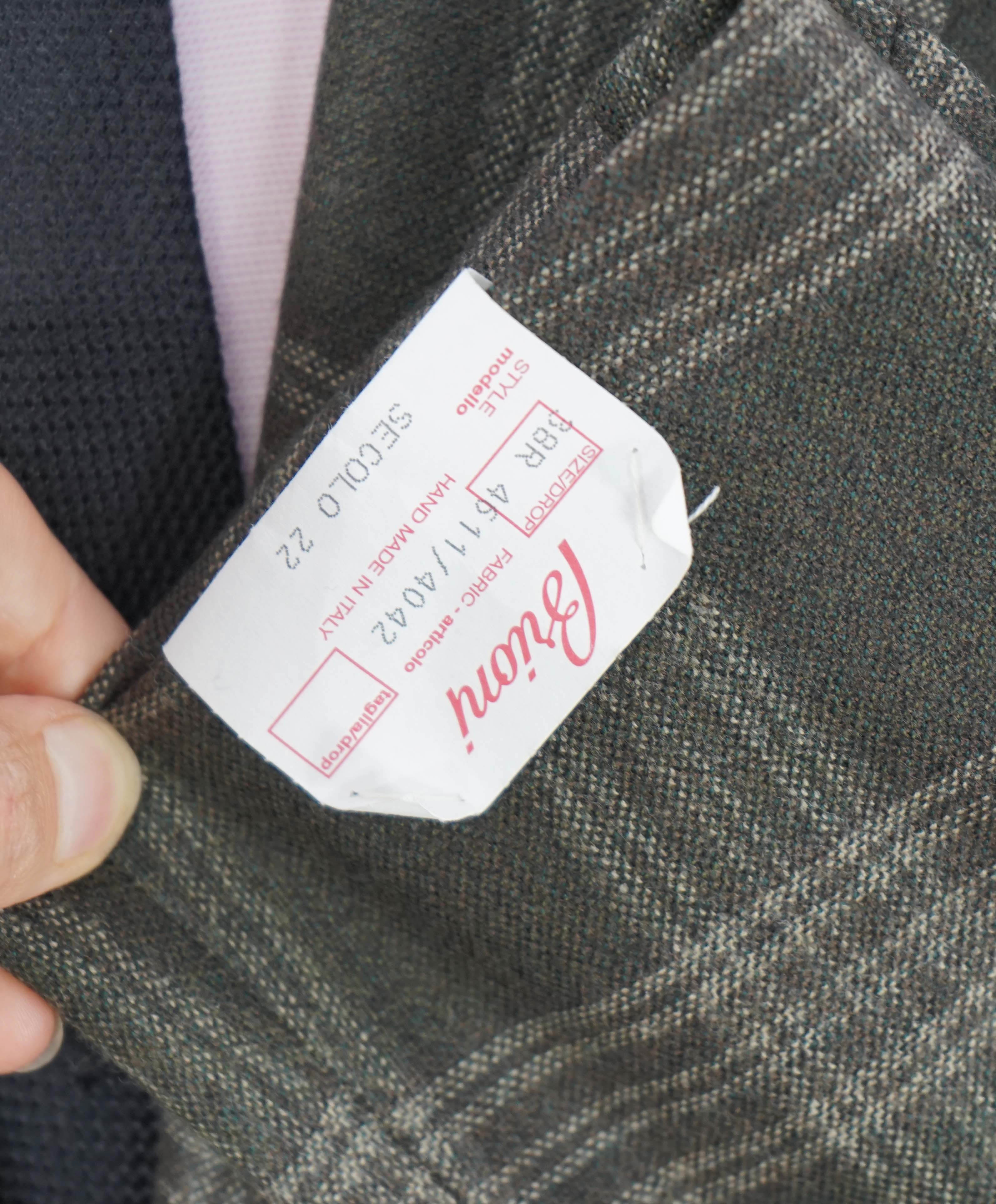 $4,800 BRIONI - "SECOLO" Brown Check Plaid Hand Made Italy Blazer- 38R US