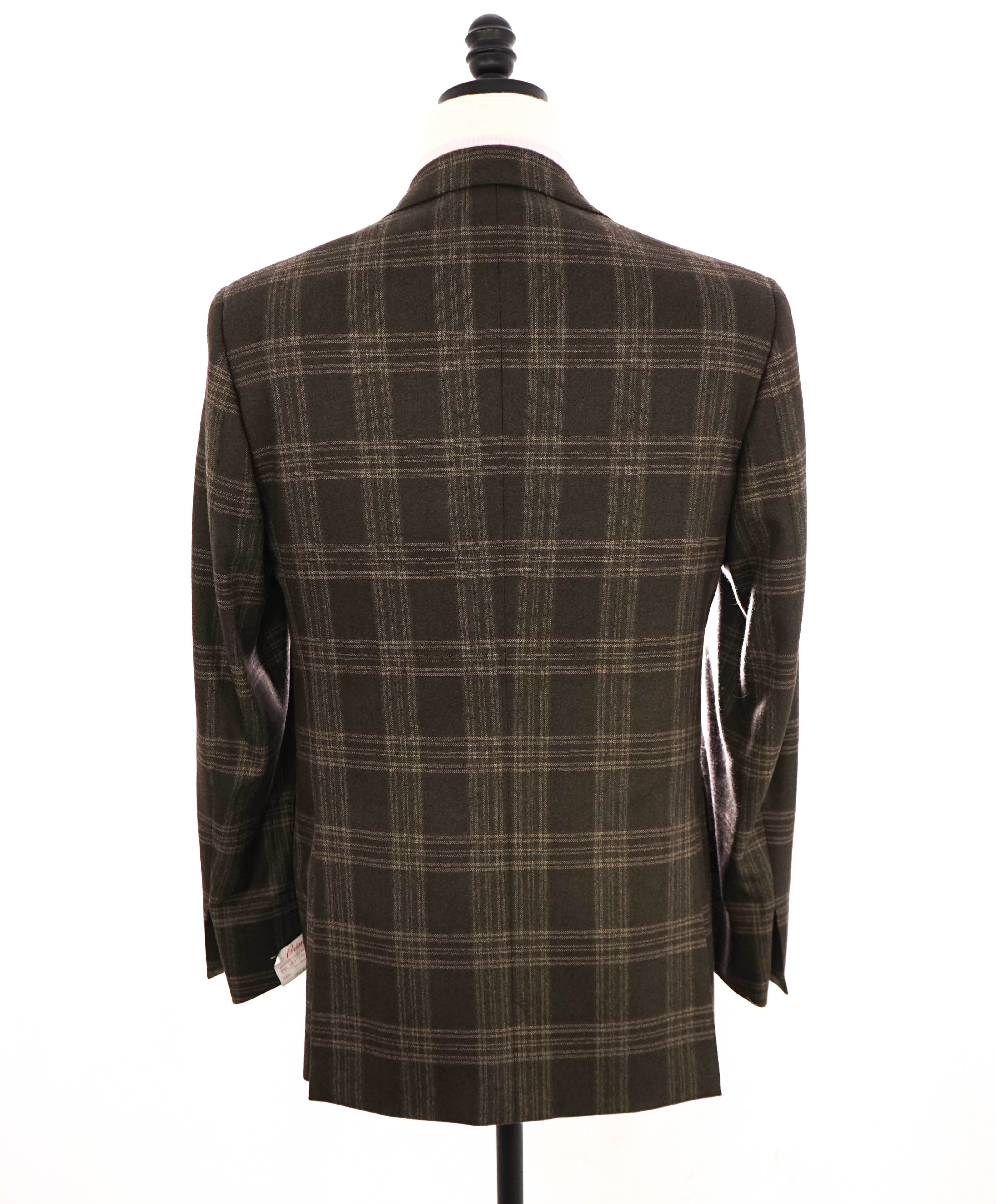 $4,800 BRIONI - "SECOLO" Brown Check Plaid Hand Made Italy Blazer- 38R US