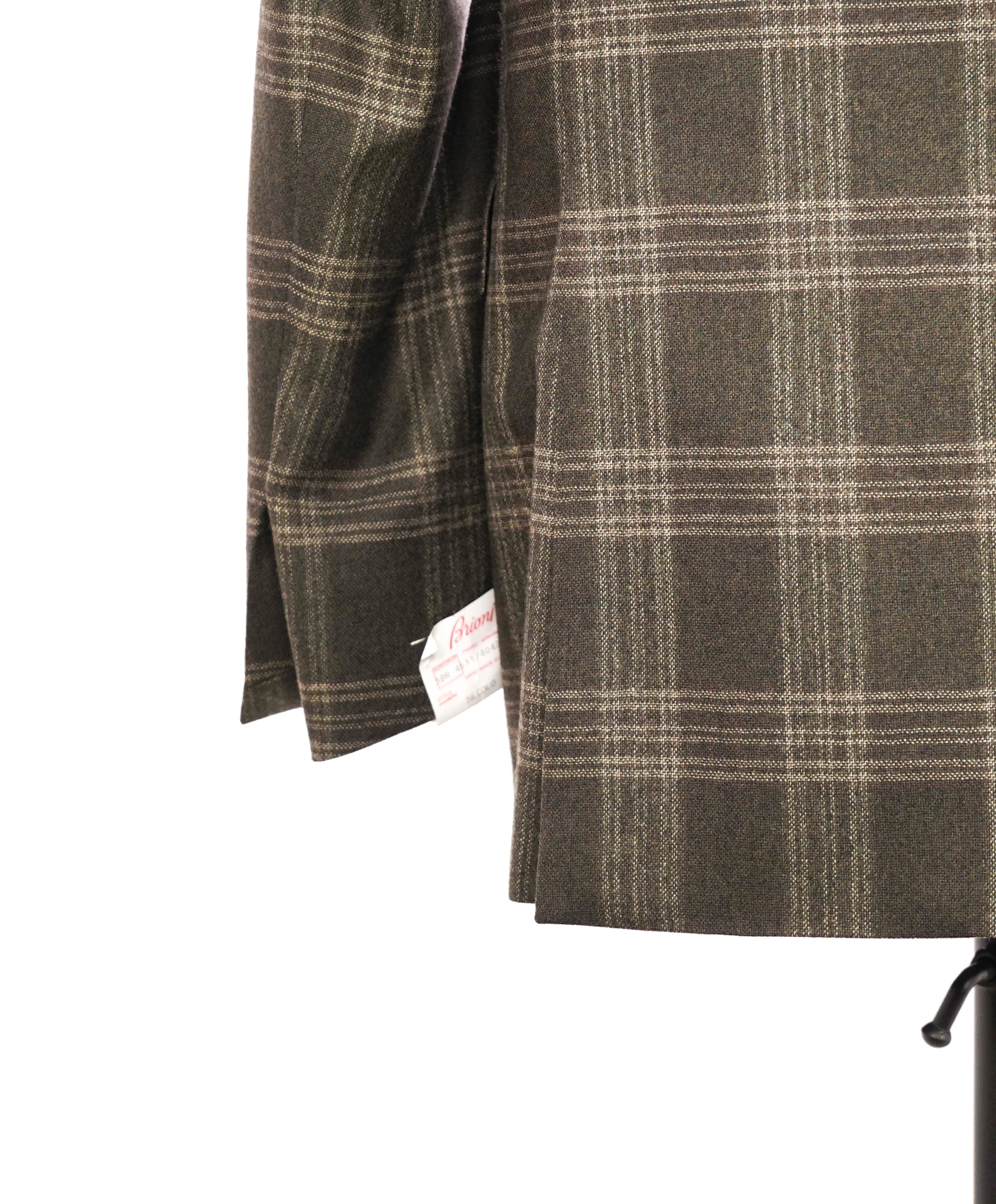 $4,800 BRIONI - "SECOLO" Brown Check Plaid Hand Made Italy Blazer- 38R US