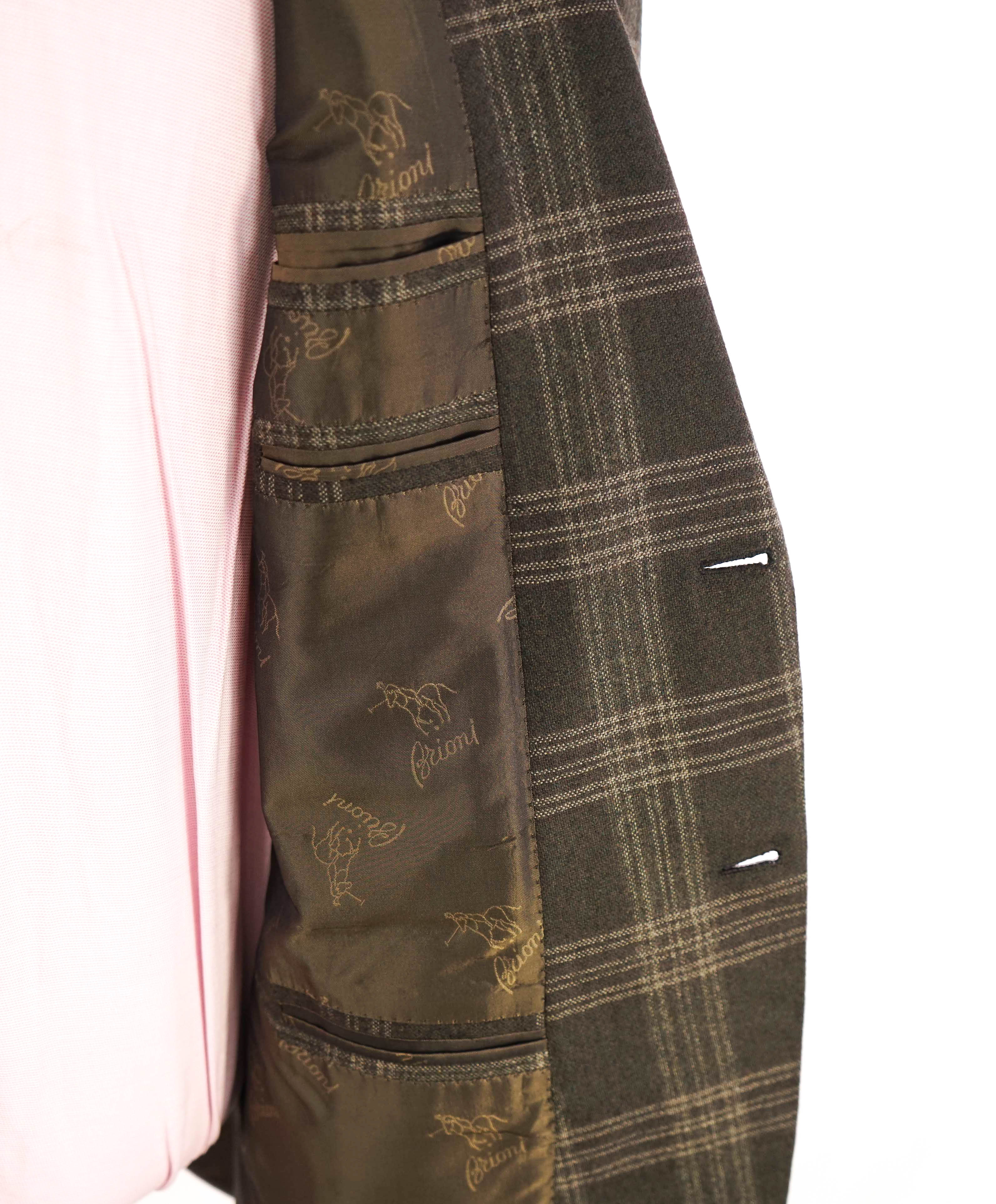 $4,800 BRIONI - "SECOLO" Brown Check Plaid Hand Made Italy Blazer- 38R US