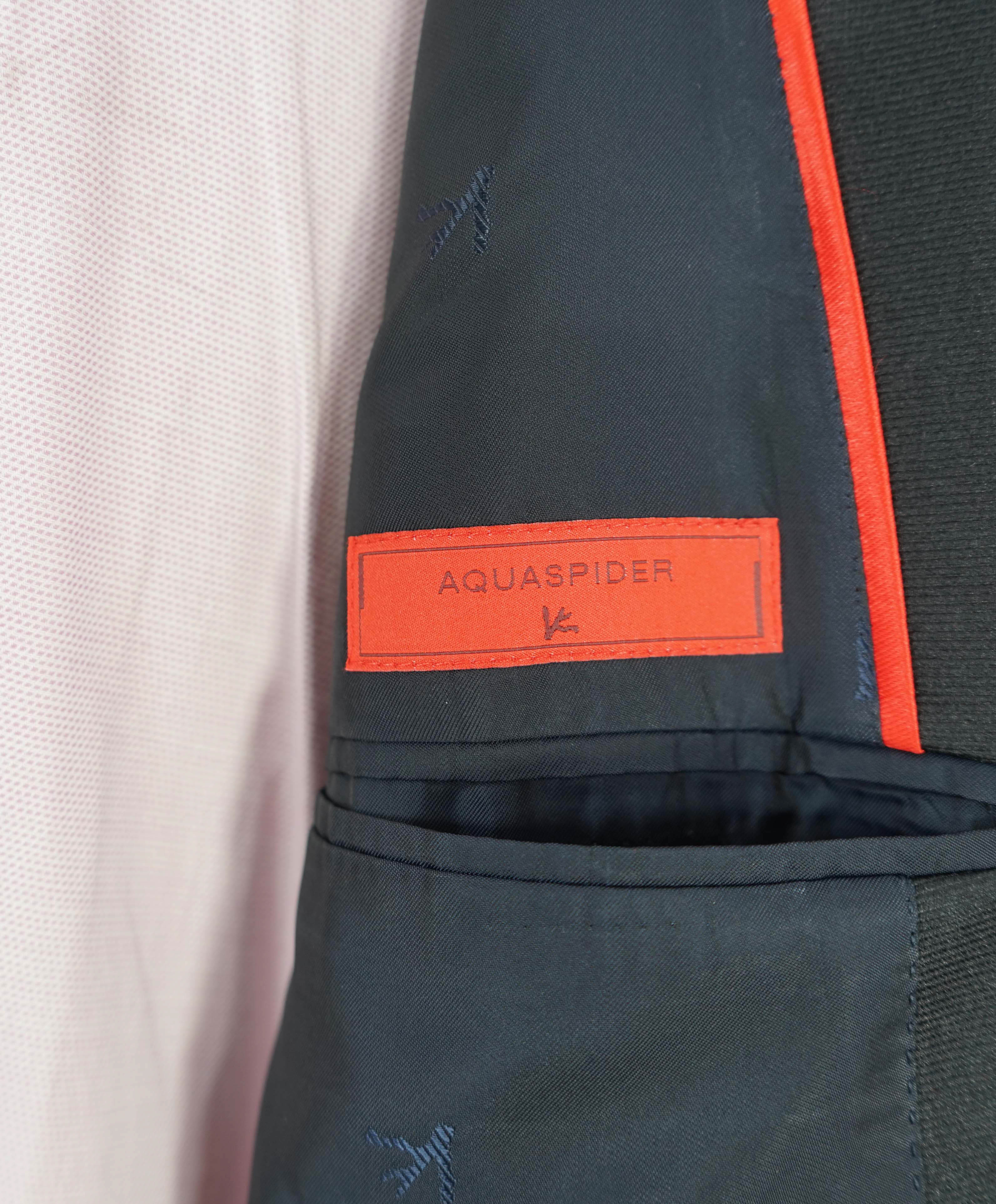 $4,595 ISAIA - "AQUASPIDER" Satin PEAK LAPEL Navy Blue Wool Tuxedo - 48R