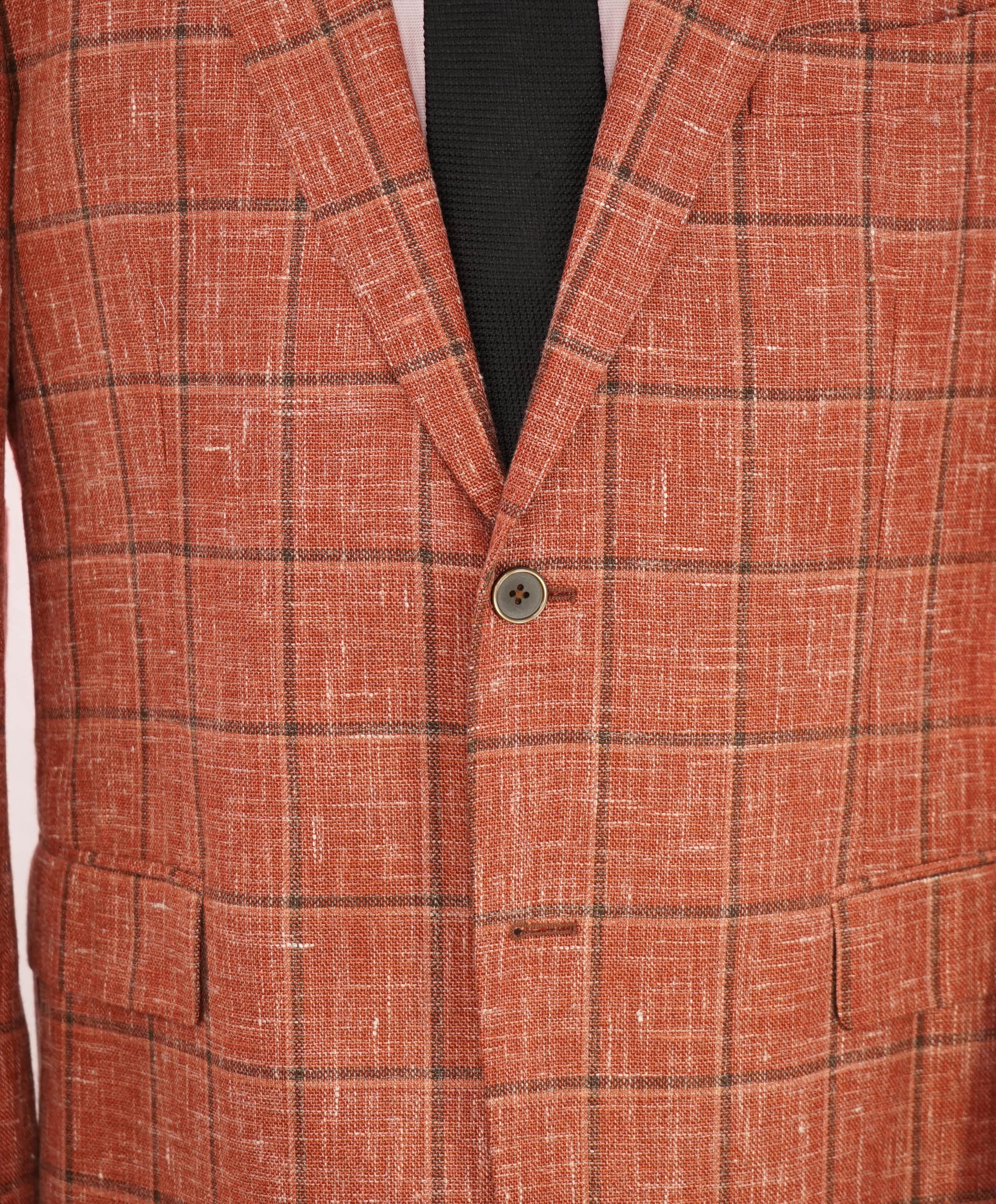 SAKS FIFTH AVENUE / FRATELLI TALLIA DI DELFINO - Wool/Silk/Linen Orange Blazer- 46R