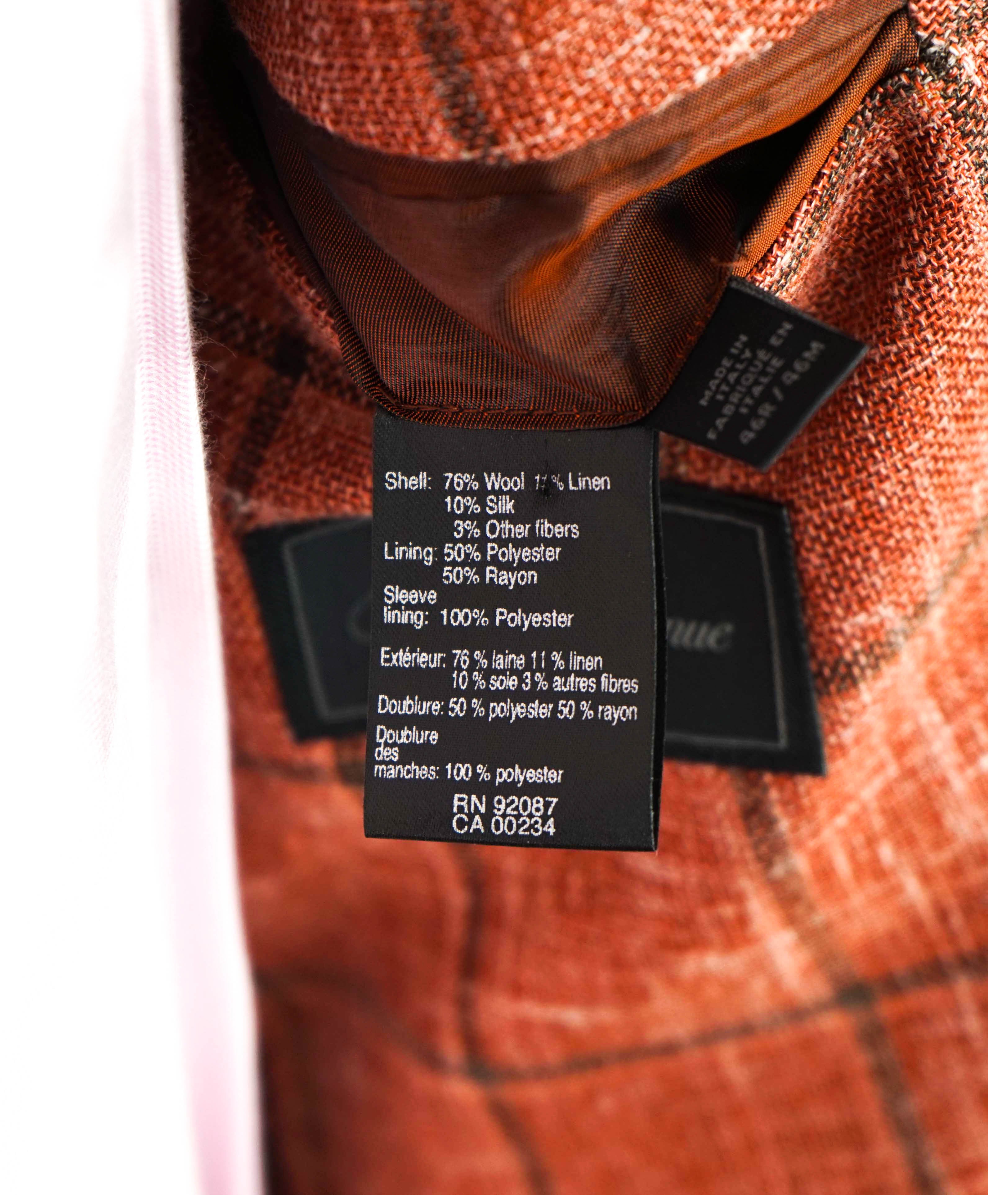 SAKS FIFTH AVENUE / FRATELLI TALLIA DI DELFINO - Wool/Silk/Linen Orange Blazer- 46R