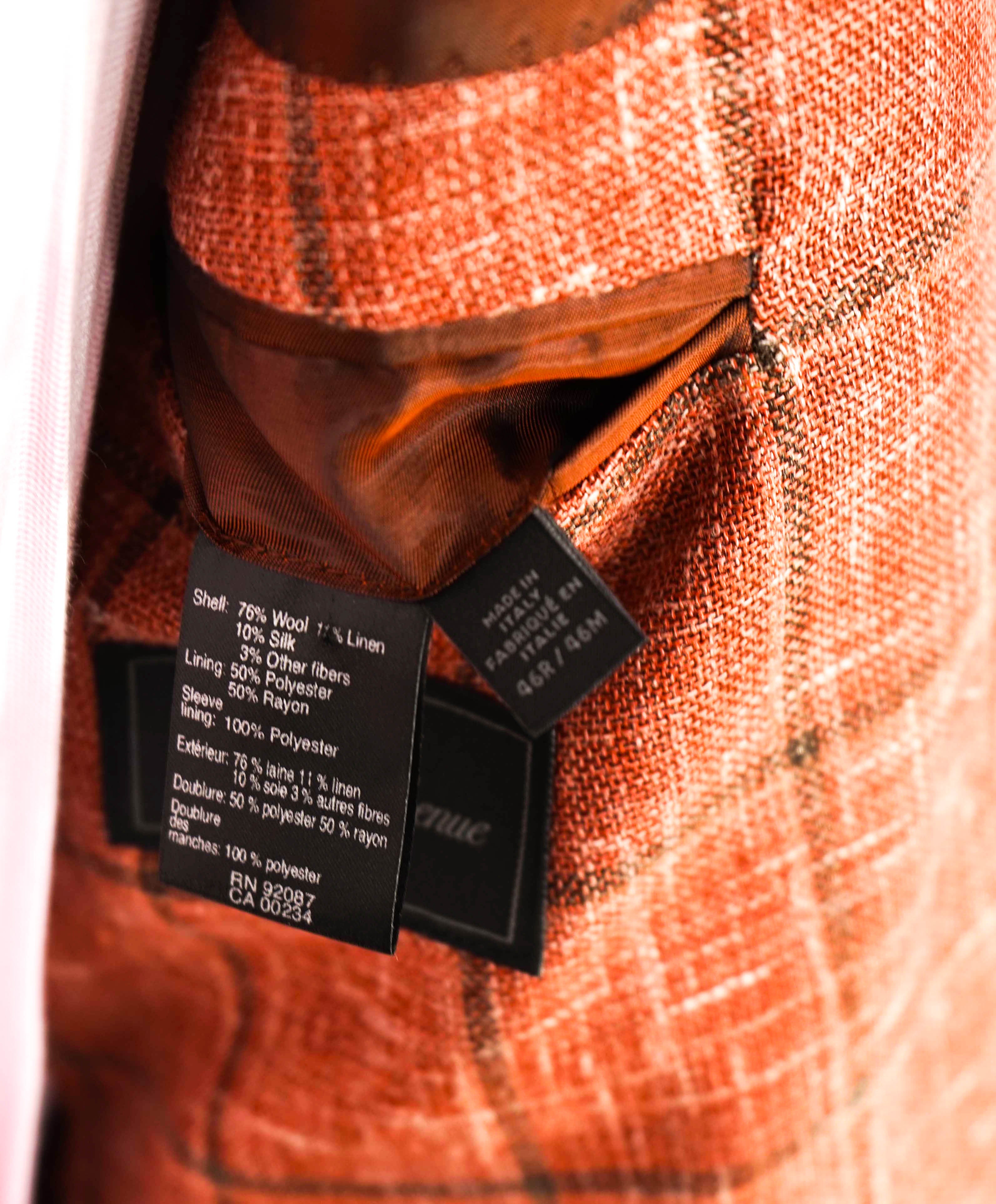 SAKS FIFTH AVENUE / FRATELLI TALLIA DI DELFINO - Wool/Silk/Linen Orange Blazer- 46R