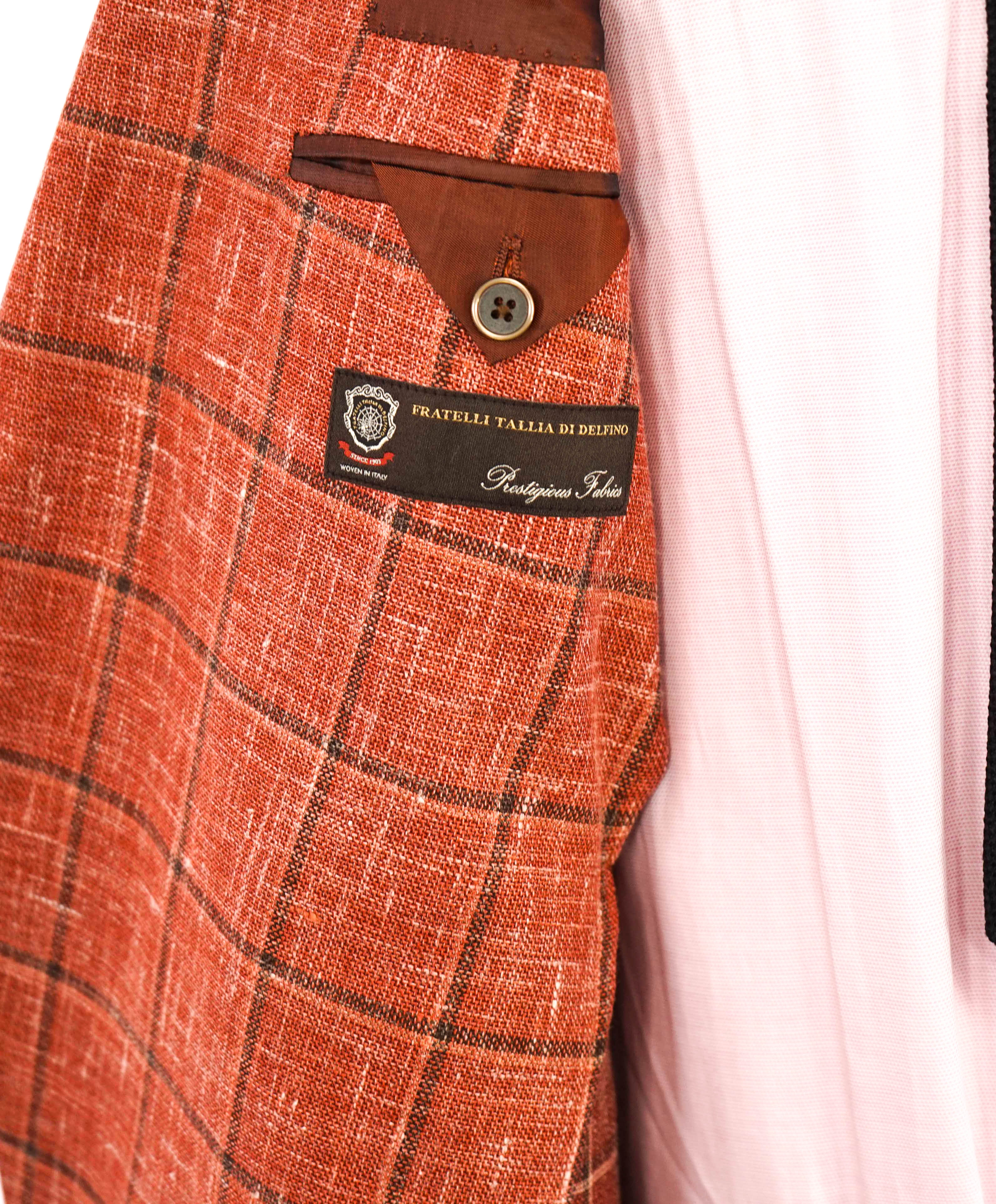 SAKS FIFTH AVENUE / FRATELLI TALLIA DI DELFINO - Wool/Silk/Linen Orange Blazer- 46R