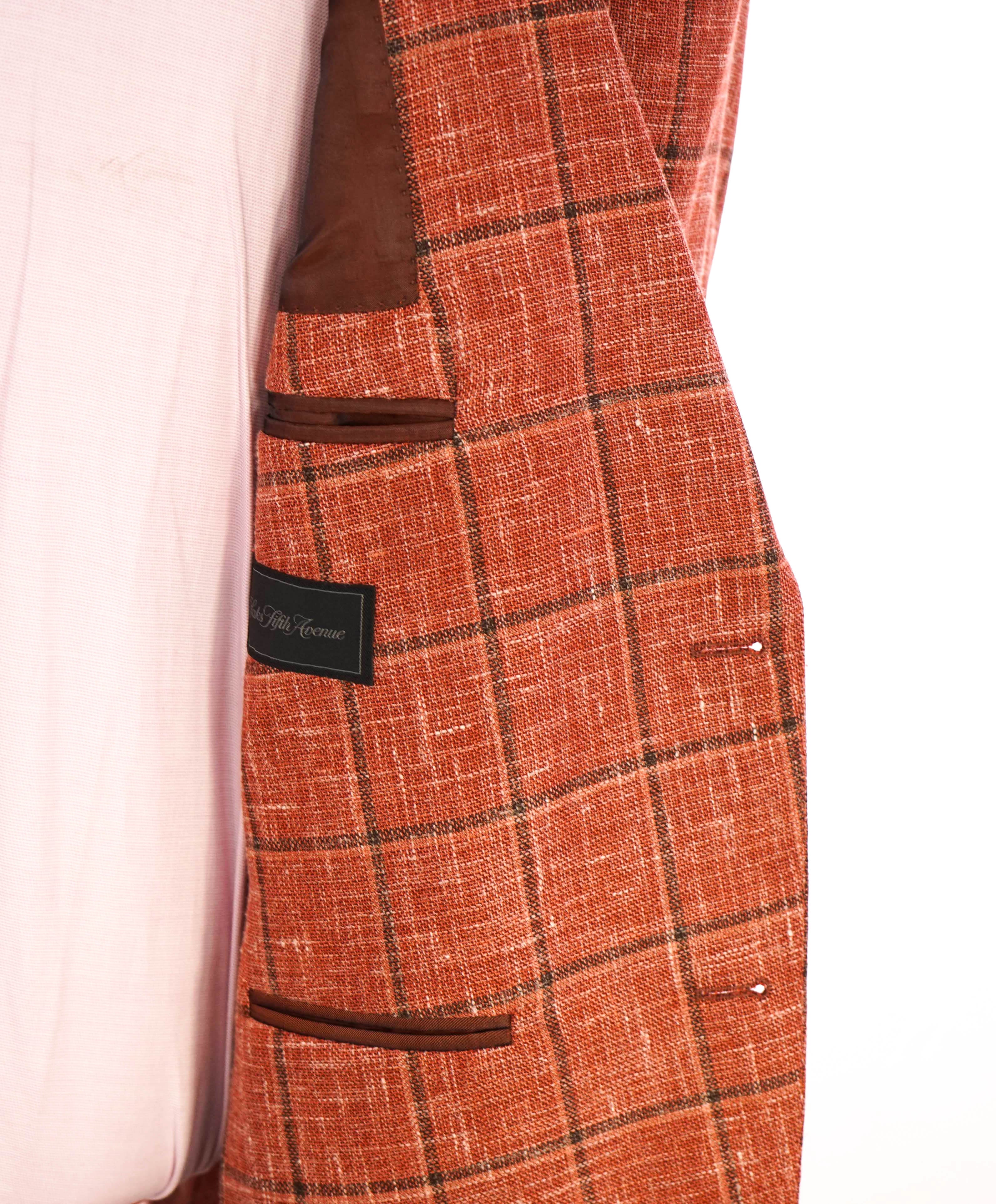 SAKS FIFTH AVENUE / FRATELLI TALLIA DI DELFINO - Wool/Silk/Linen Orange Blazer- 46R