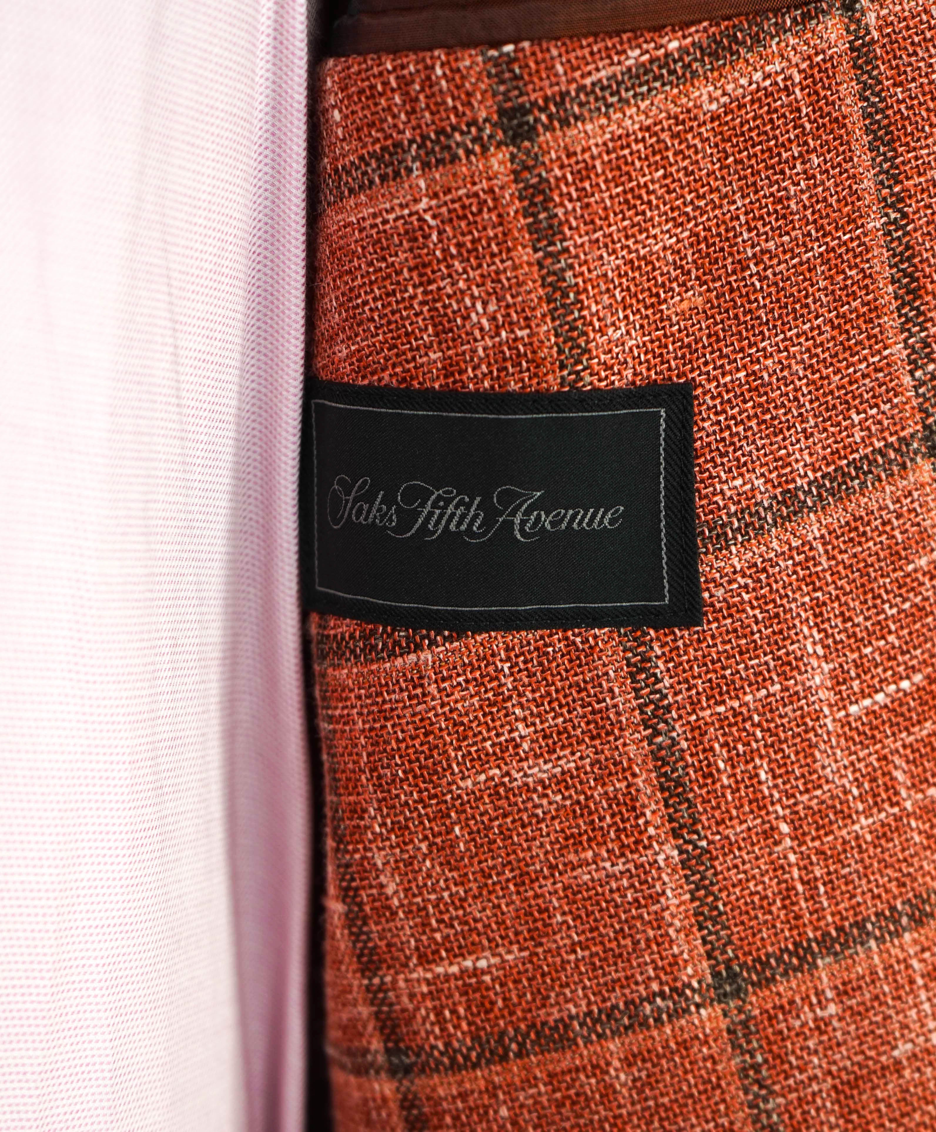 SAKS FIFTH AVENUE / FRATELLI TALLIA DI DELFINO - Wool/Silk/Linen Orange Blazer- 46R