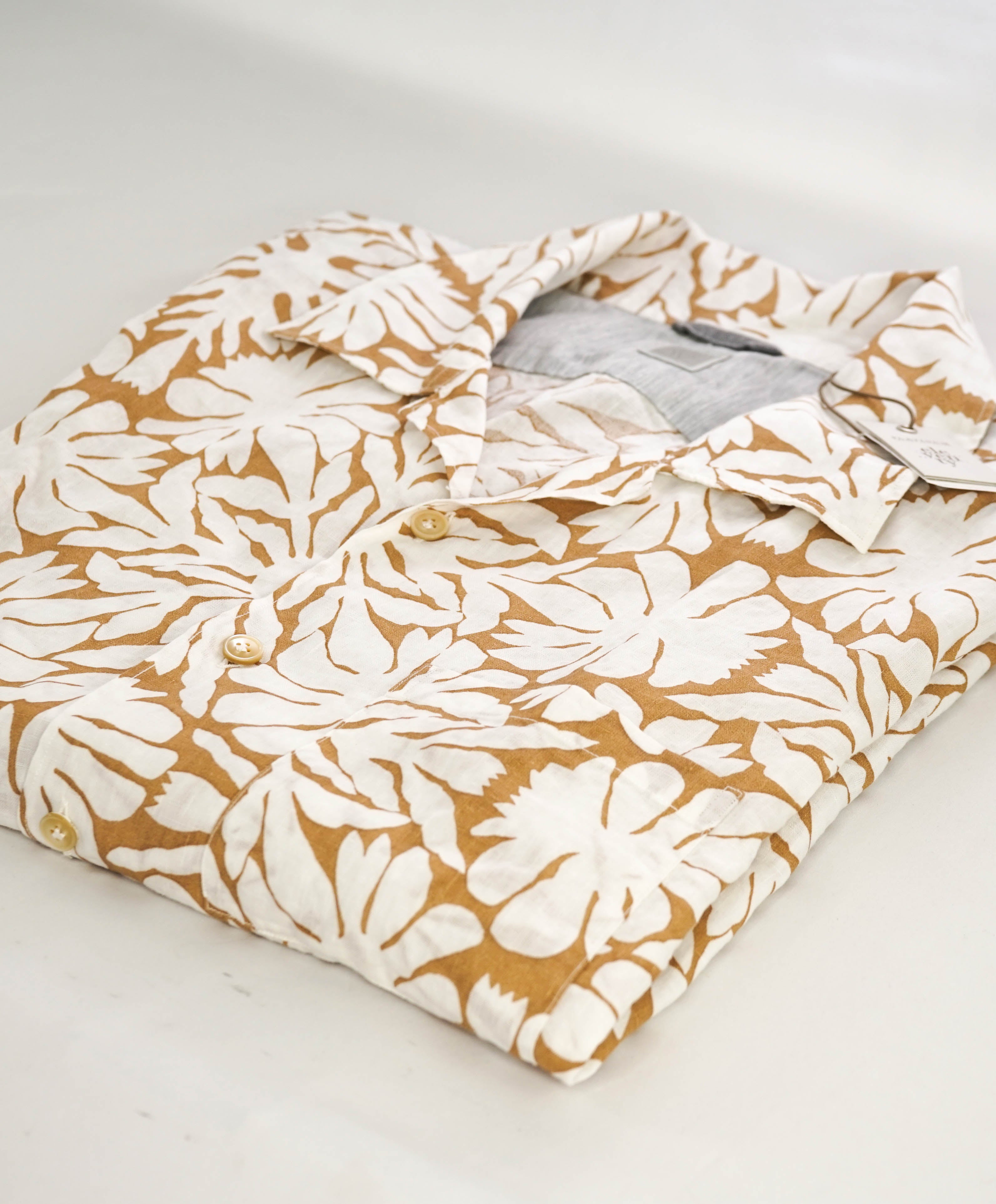 $395 ELEVENTY - *Abstract FLORAL* Havana Camp Collar Resort Shirt - L