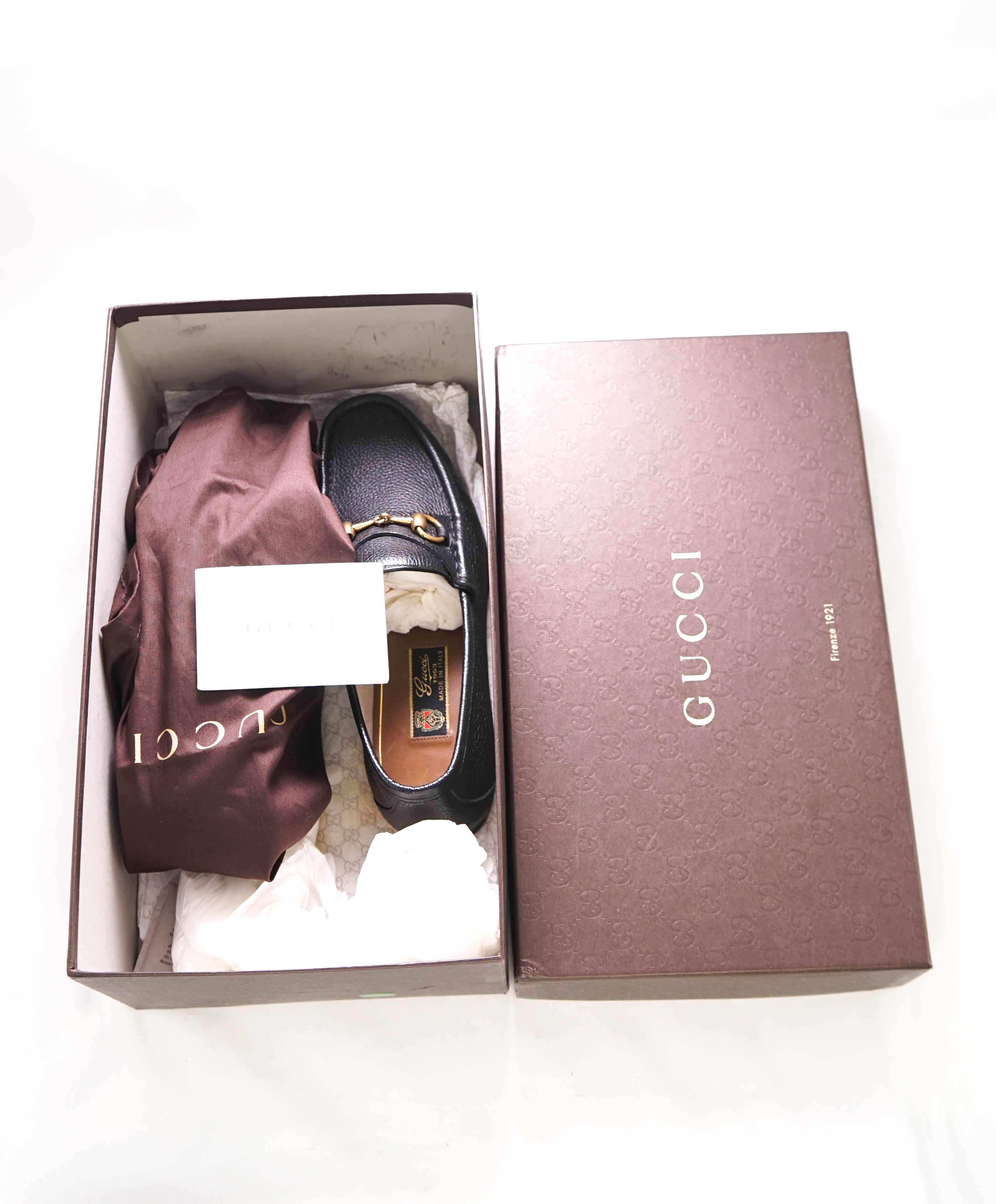 $990 GUCCI - 1955 Horse-bit Loafers Black Pebbled Iconic Style - 7.5US (7 G)