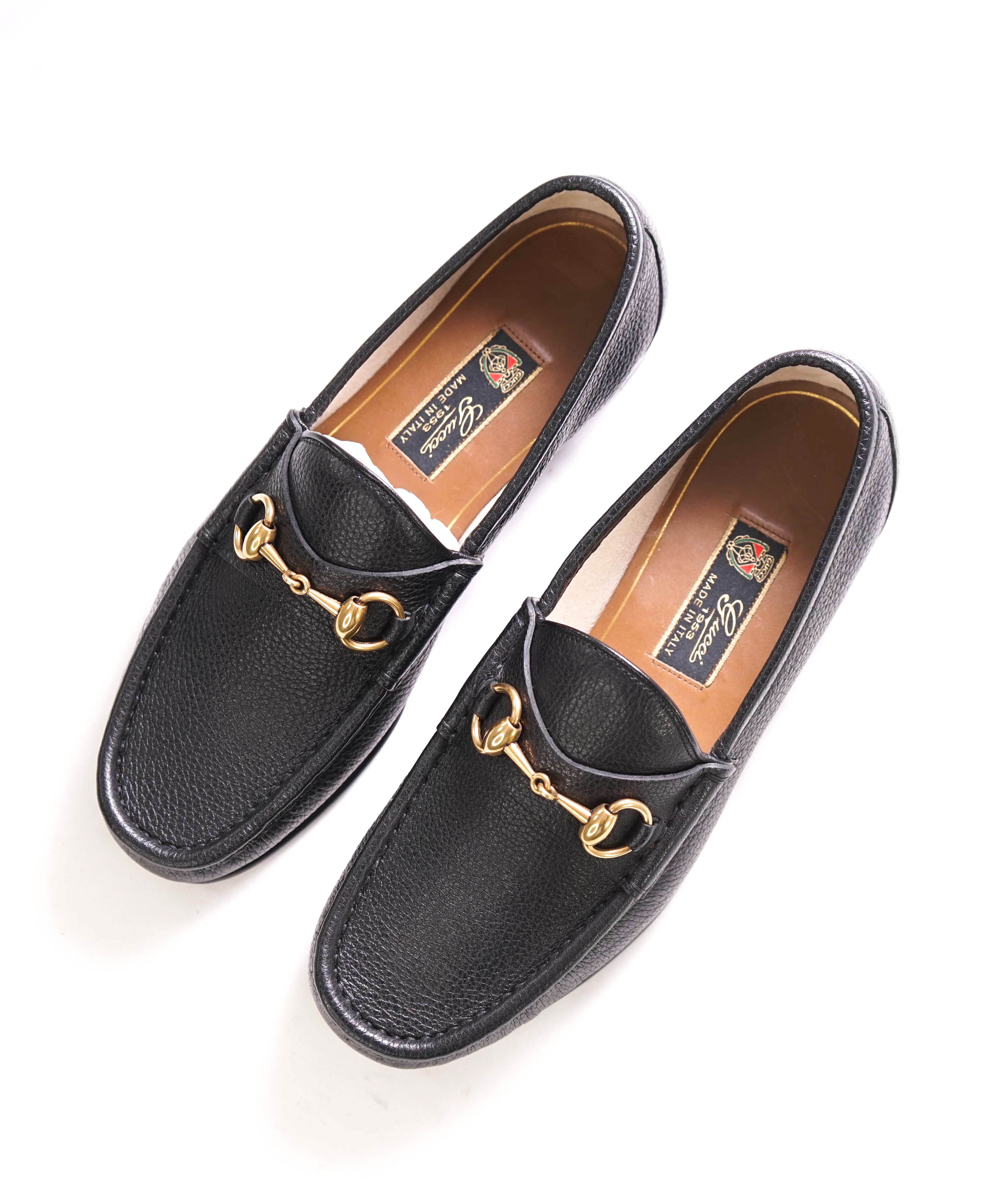 $990 GUCCI - 1955 Horse-bit Loafers Black Pebbled Iconic Style - 7.5US (7 G)