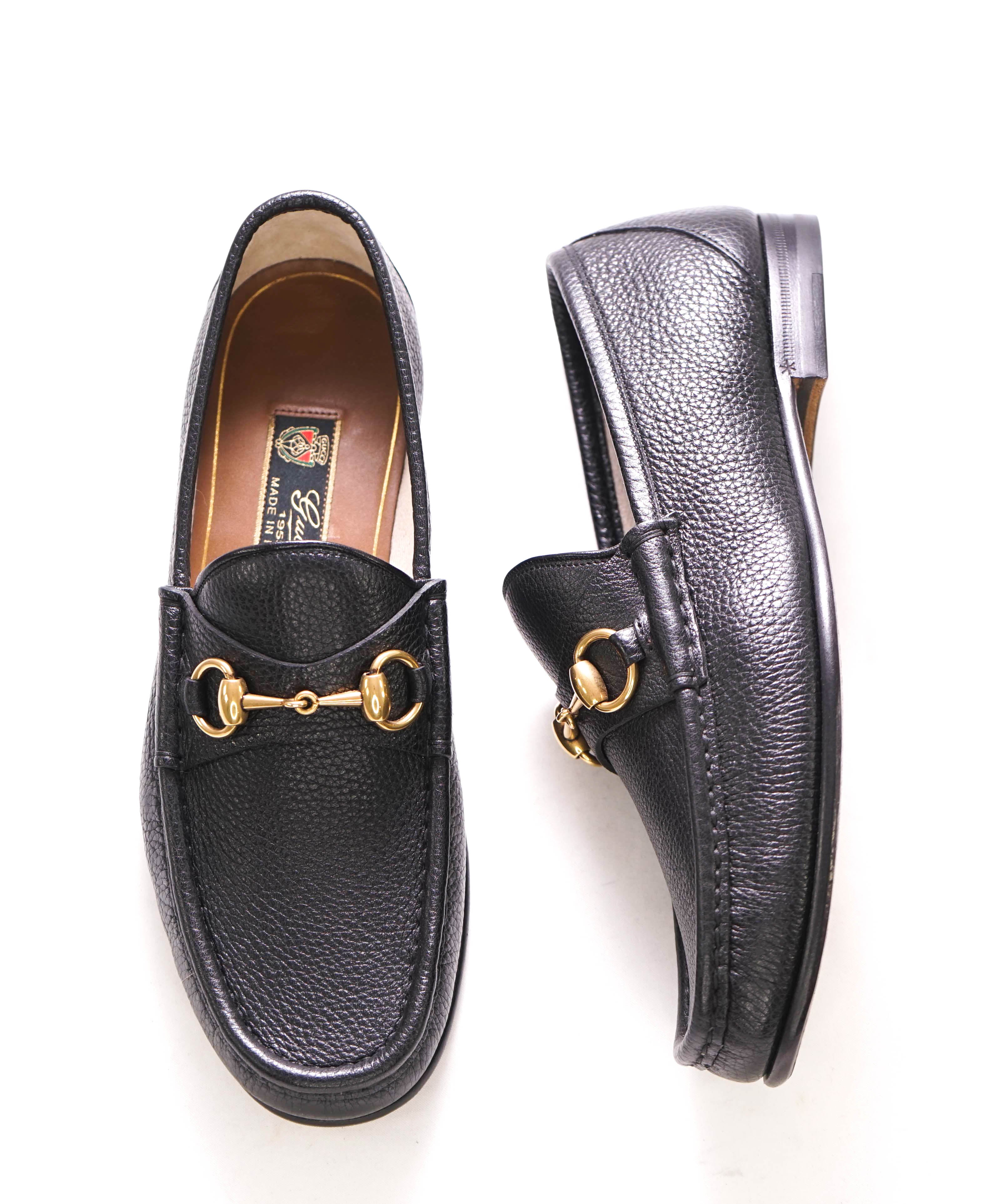 $990 GUCCI - 1955 Horse-bit Loafers Black Pebbled Iconic Style - 7.5US (7 G)