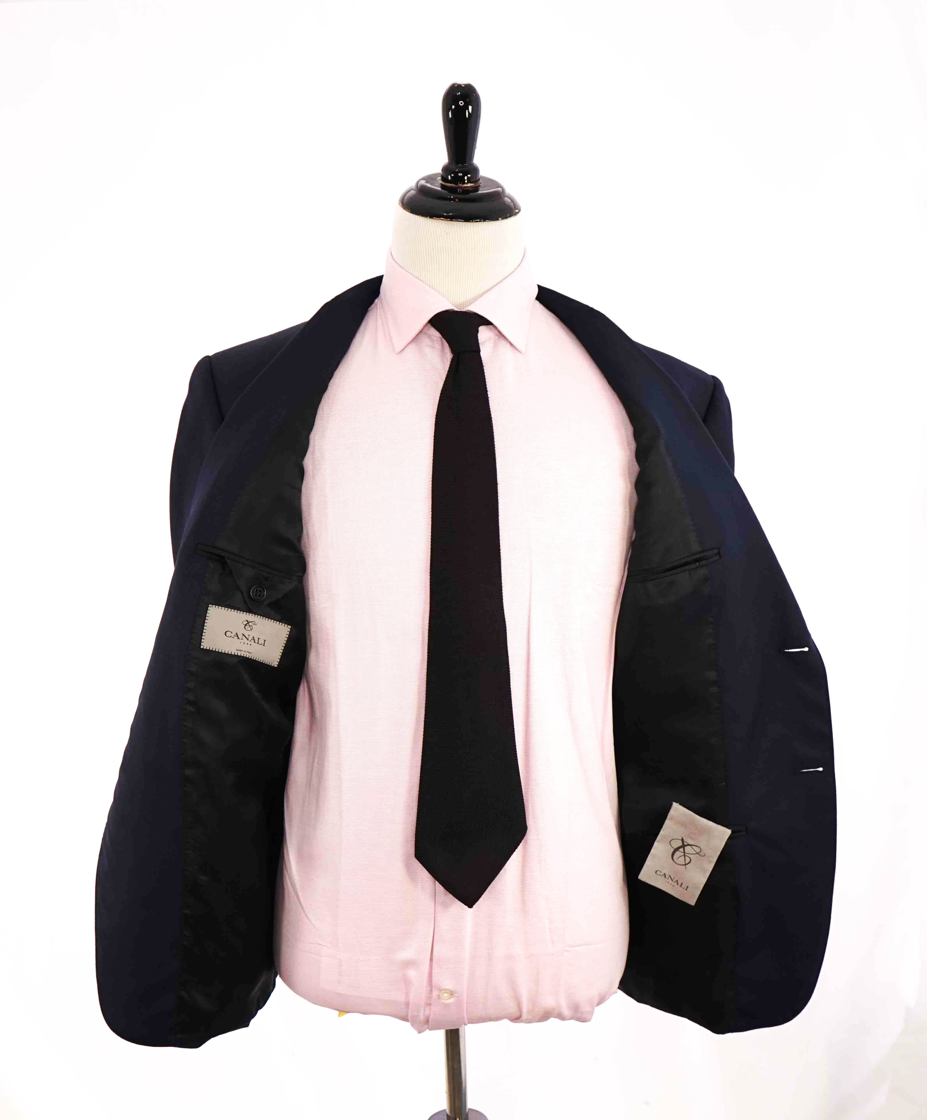 $2,000 CANALI - For SAKS 5TH AVE Navy Blue Textured Fabric Suit - 46S