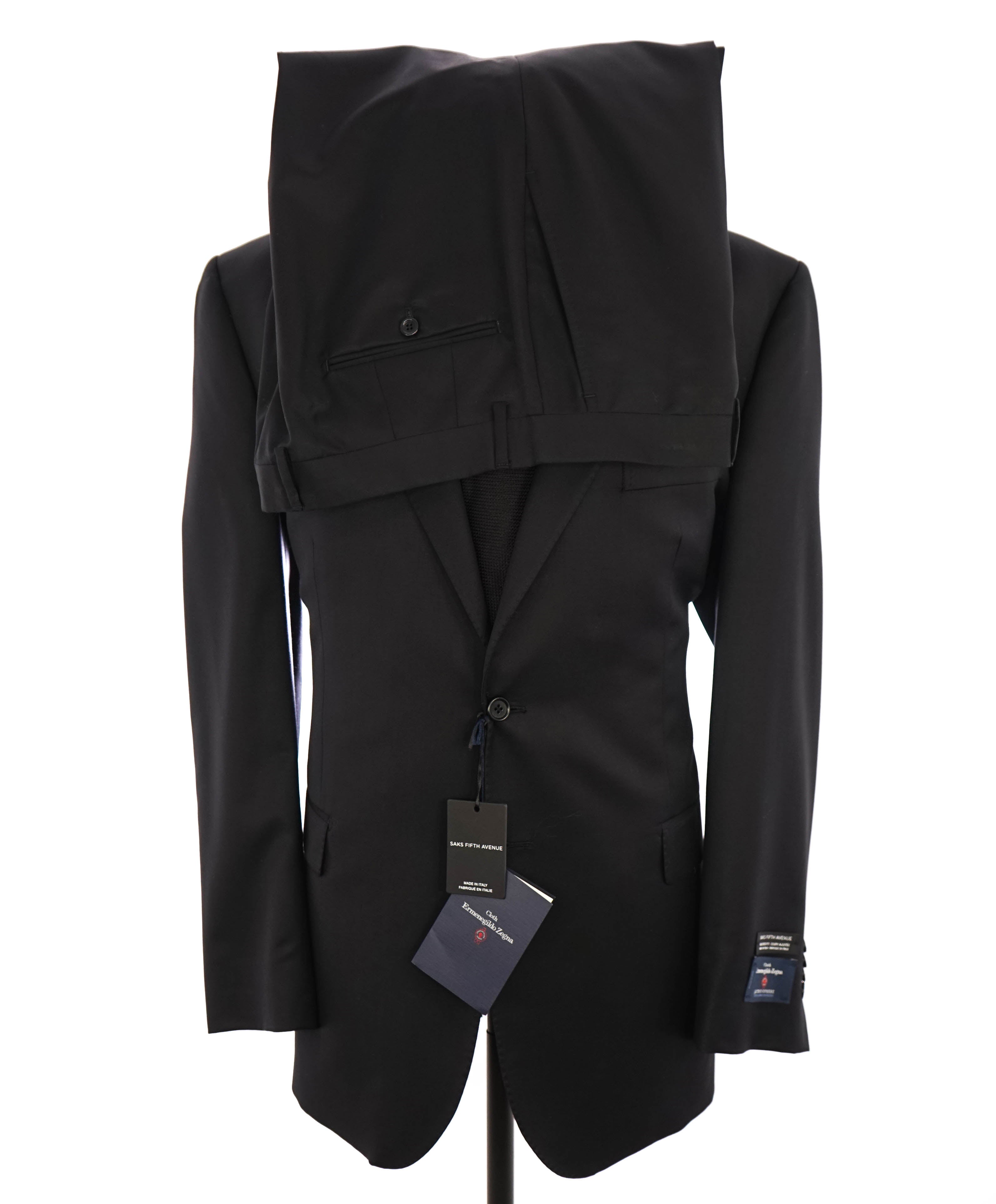 ERMENEGILDO ZEGNA - "Microsnsphere" By SAKS FIFTH AVENUE Black Suit - 46L