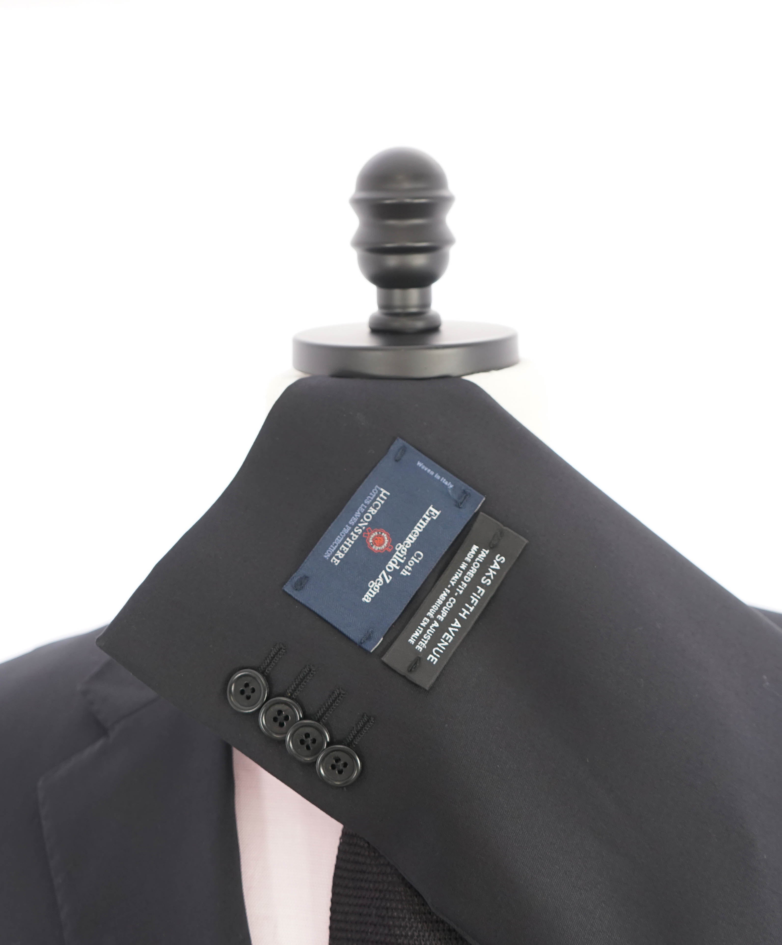 ERMENEGILDO ZEGNA - "Microsnsphere" By SAKS FIFTH AVENUE Black Suit - 46L