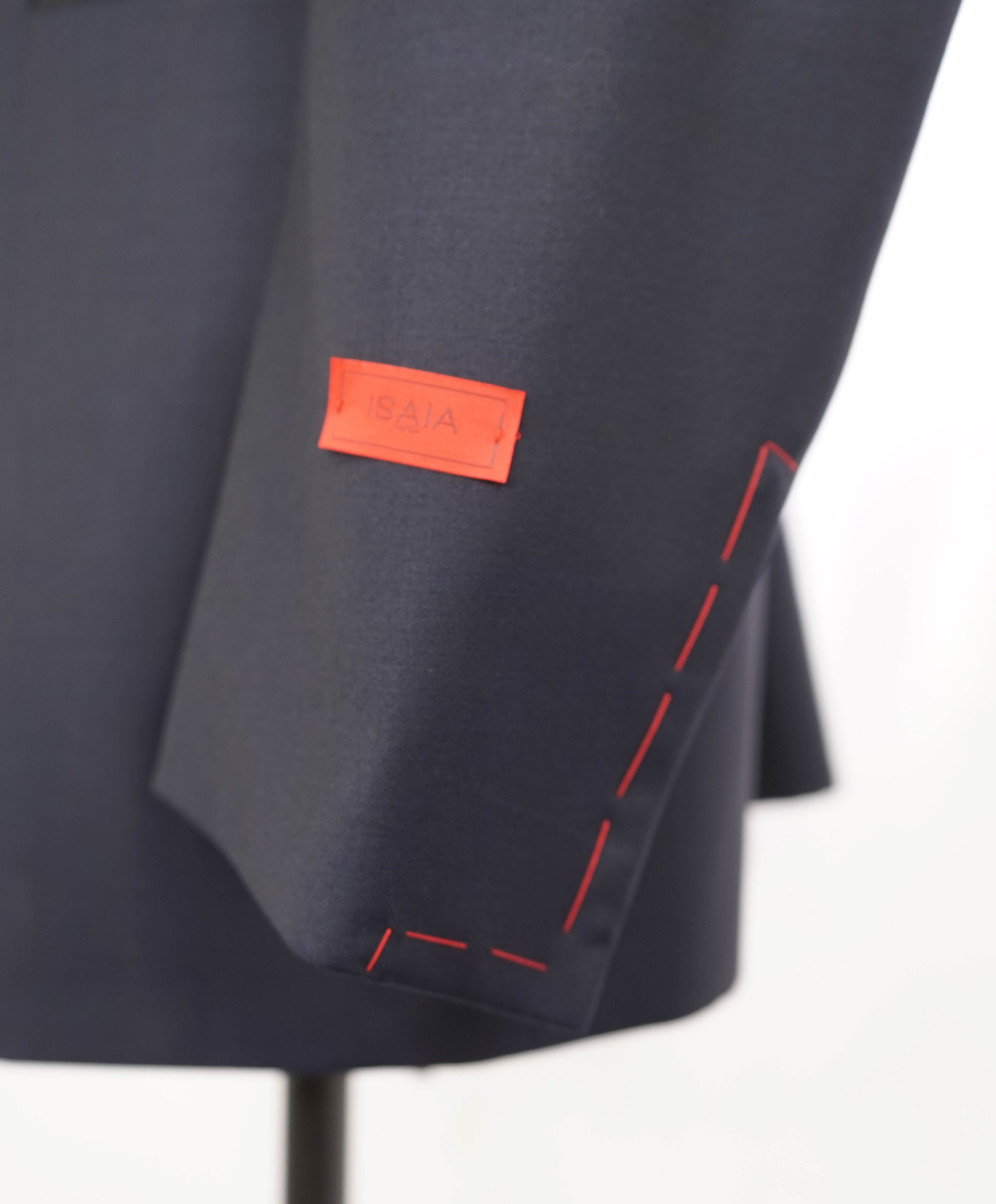 $4,595 ISAIA - "AQUASPIDER" Satin PEAK LAPEL Navy Blue Wool Tuxedo - 42L