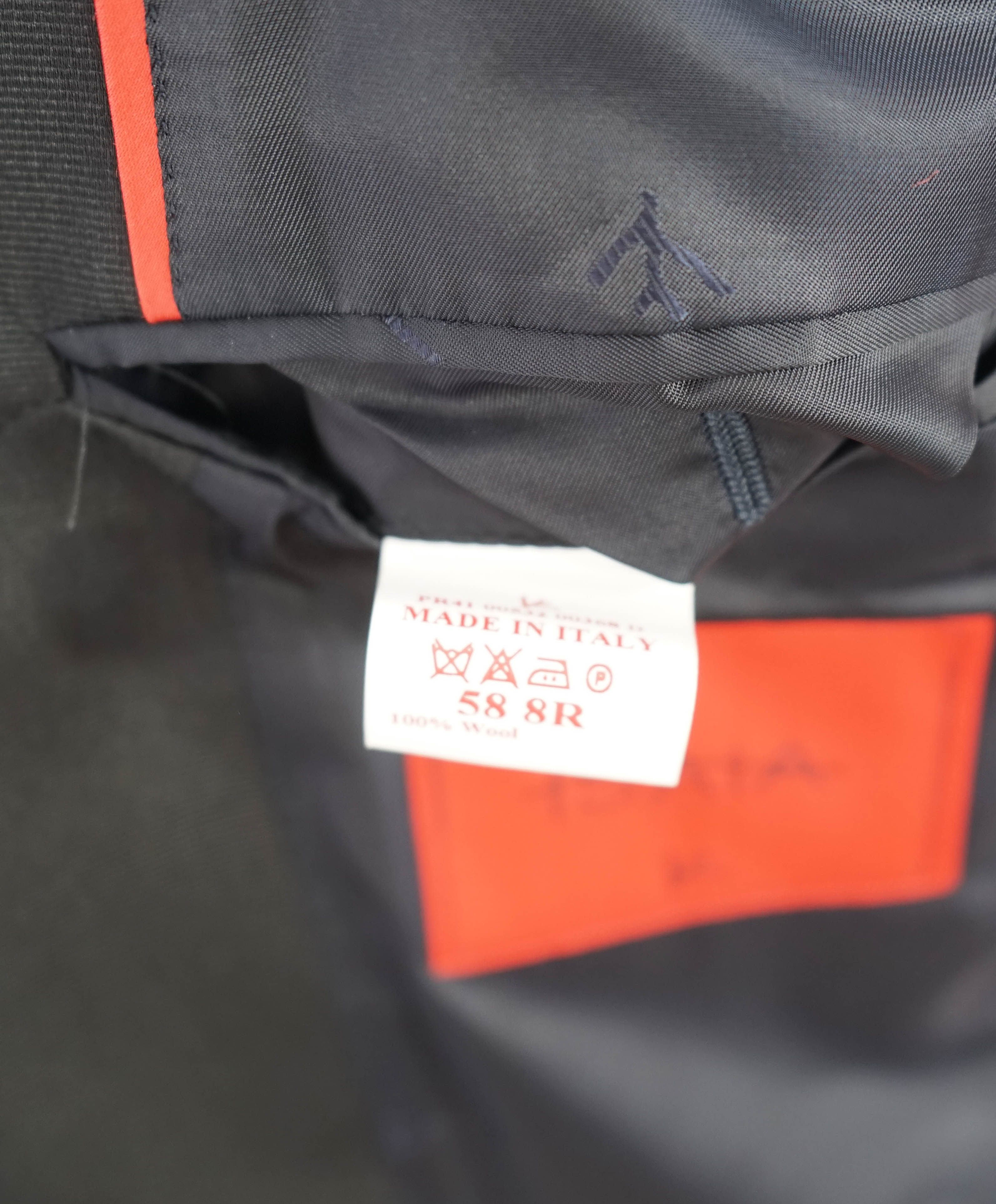 $4,595 ISAIA - "AQUASPIDER" Satin PEAK LAPEL Navy Blue Wool Tuxedo - 48L