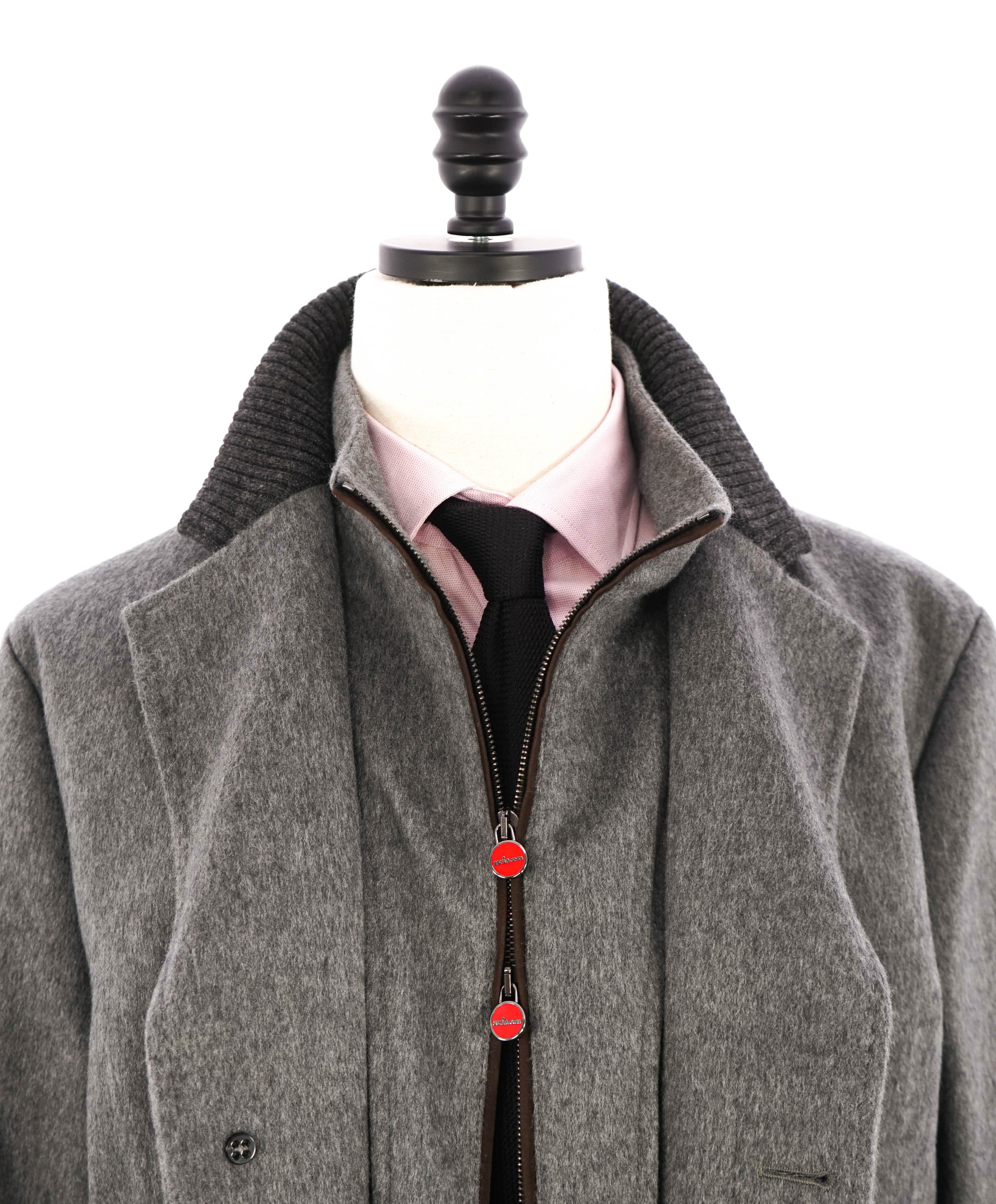 $14,545 KITON - *100% PURE CASHMERE* Gray Suede Jacket Top Coat - 48R