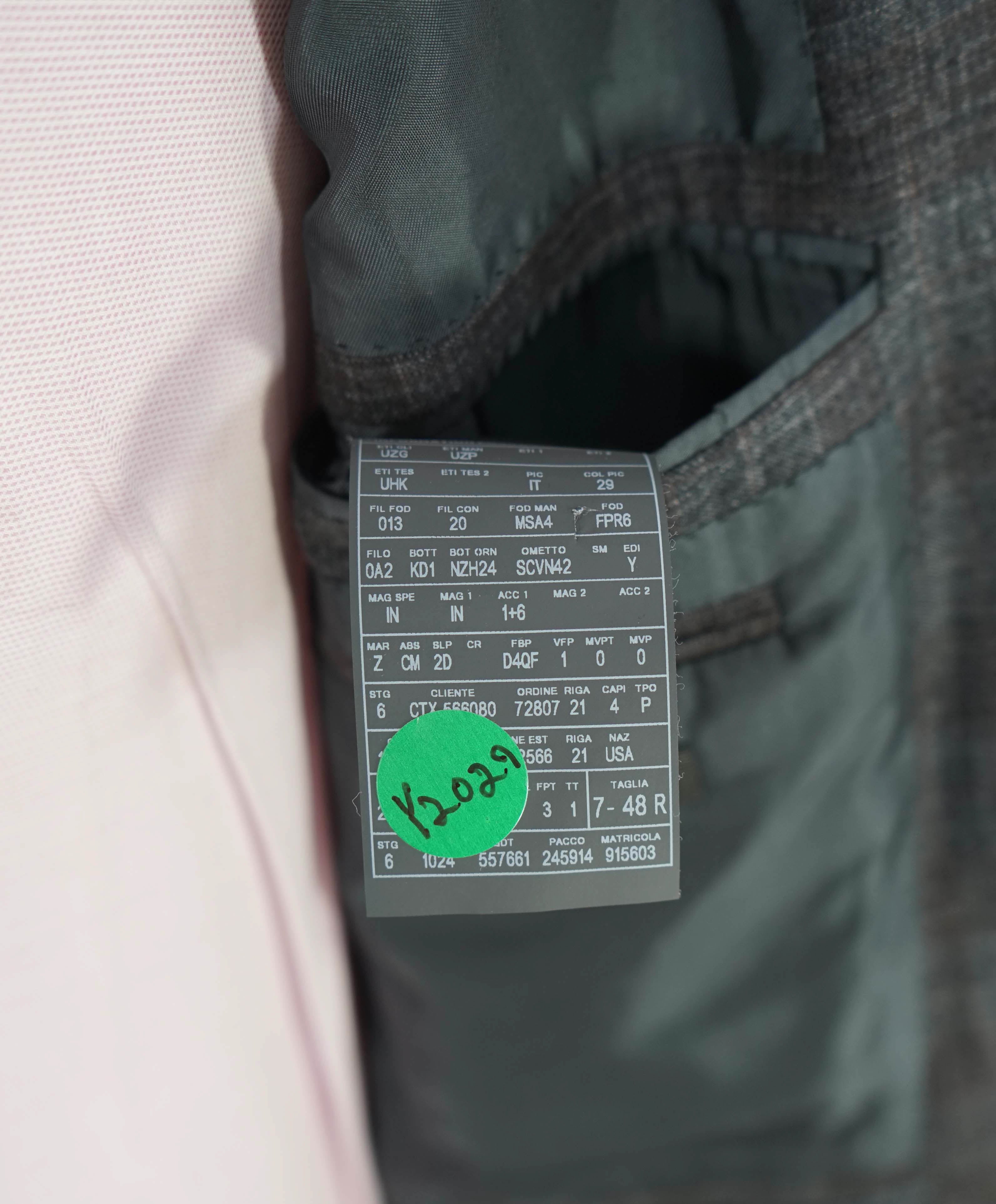 $4,690 ERMENEGILDO ZEGNA - Wool/Silk SLIM Gray & Brown Check Suit - 38R