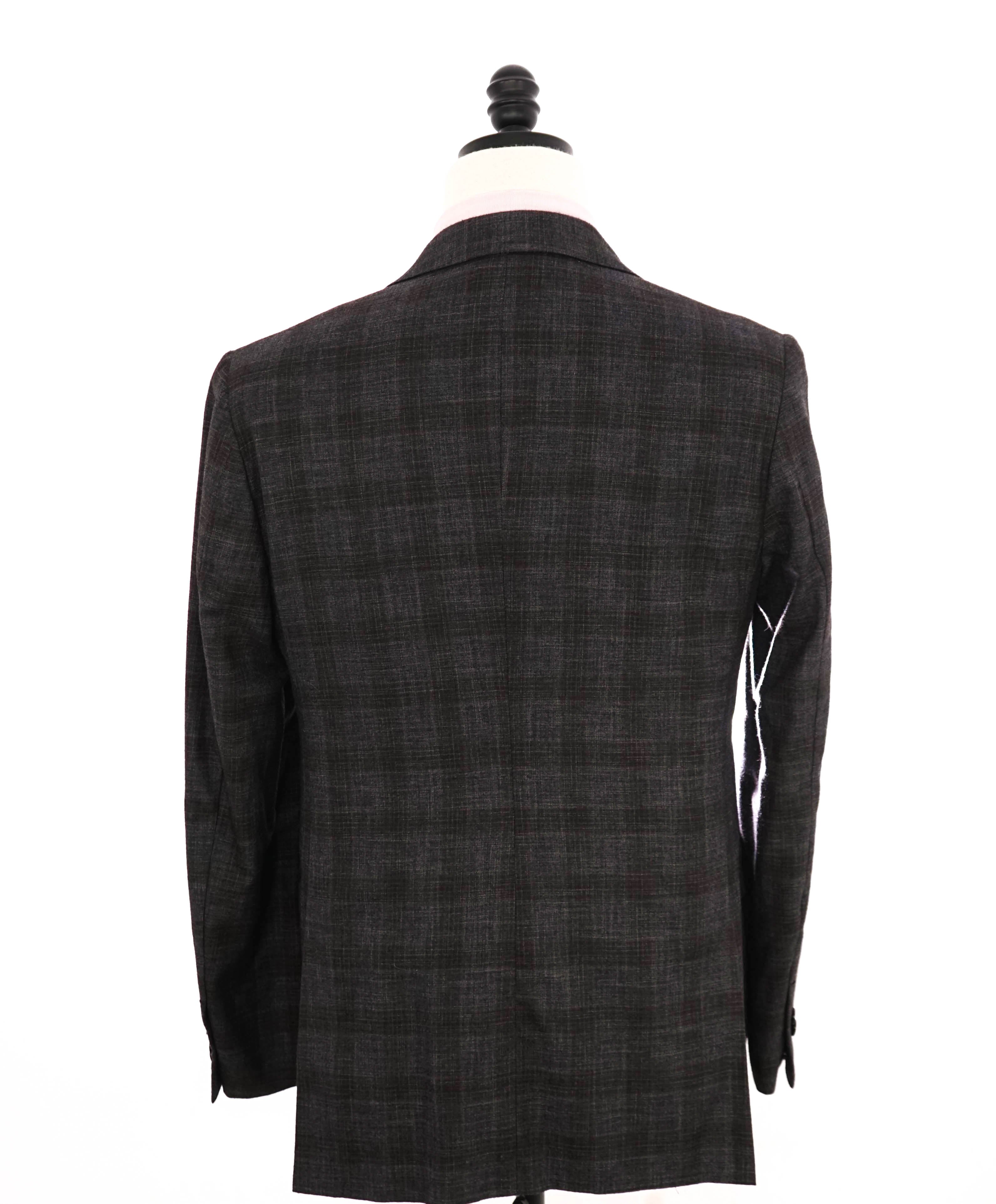 $4,690 ERMENEGILDO ZEGNA - Wool/Silk SLIM Gray & Brown Check Suit - 38R