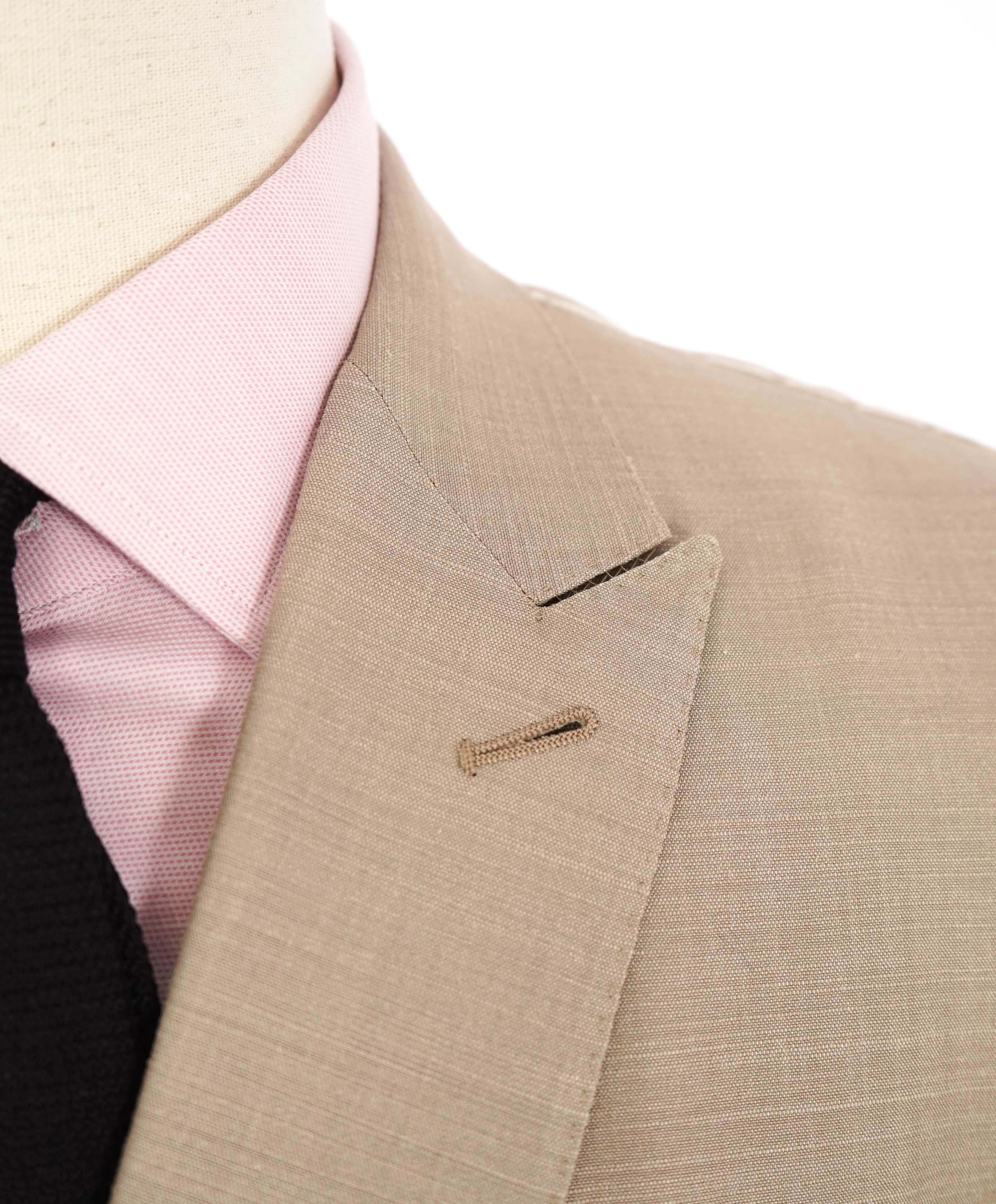 $3,950 ERMENEGILDO ZEGNA - WOOL/SILK Tauper MOP Button Solid Suit - 46R