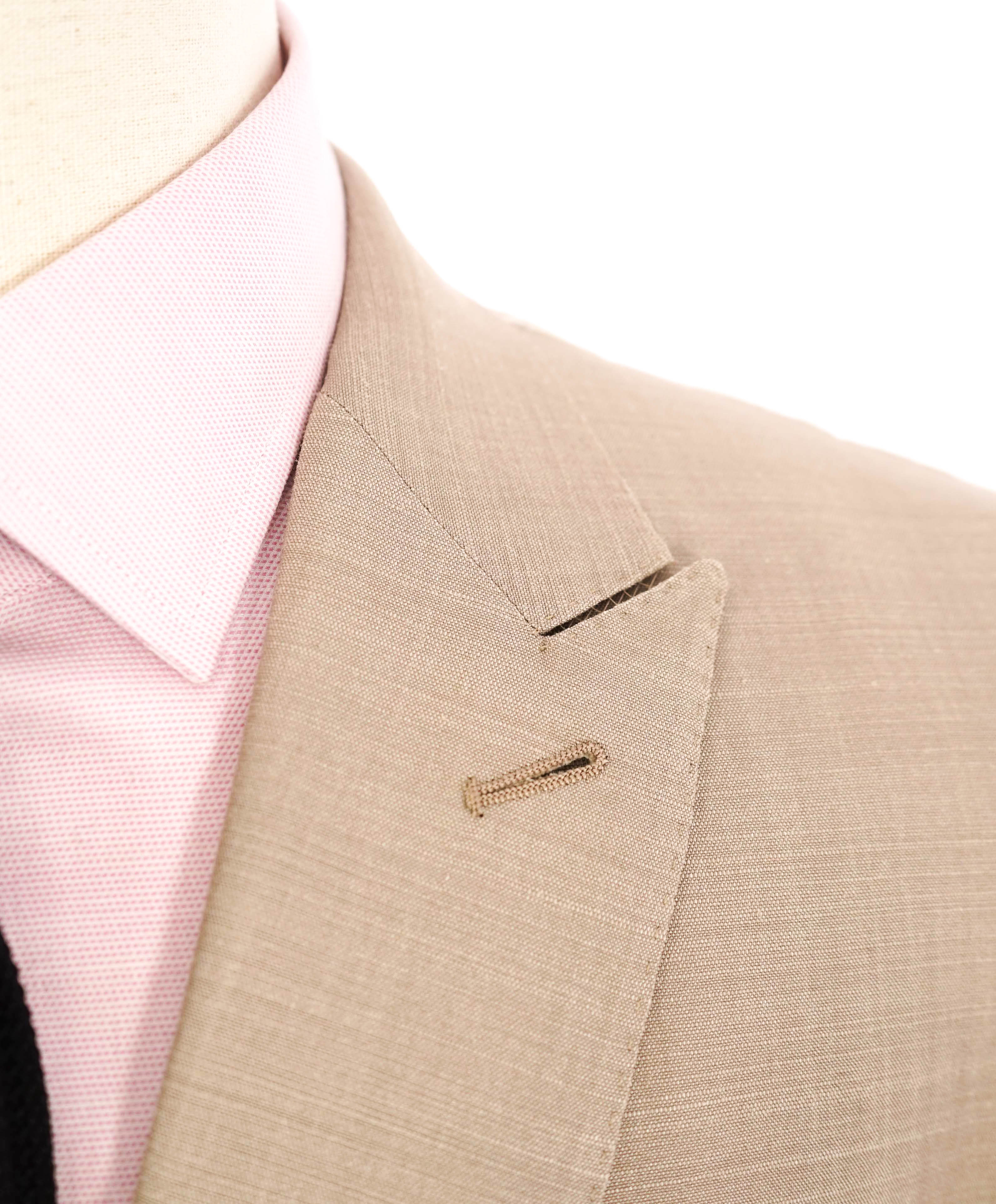 $3,950 ERMENEGILDO ZEGNA - WOOL/SILK Tauper MOP Button Solid Suit - 46R