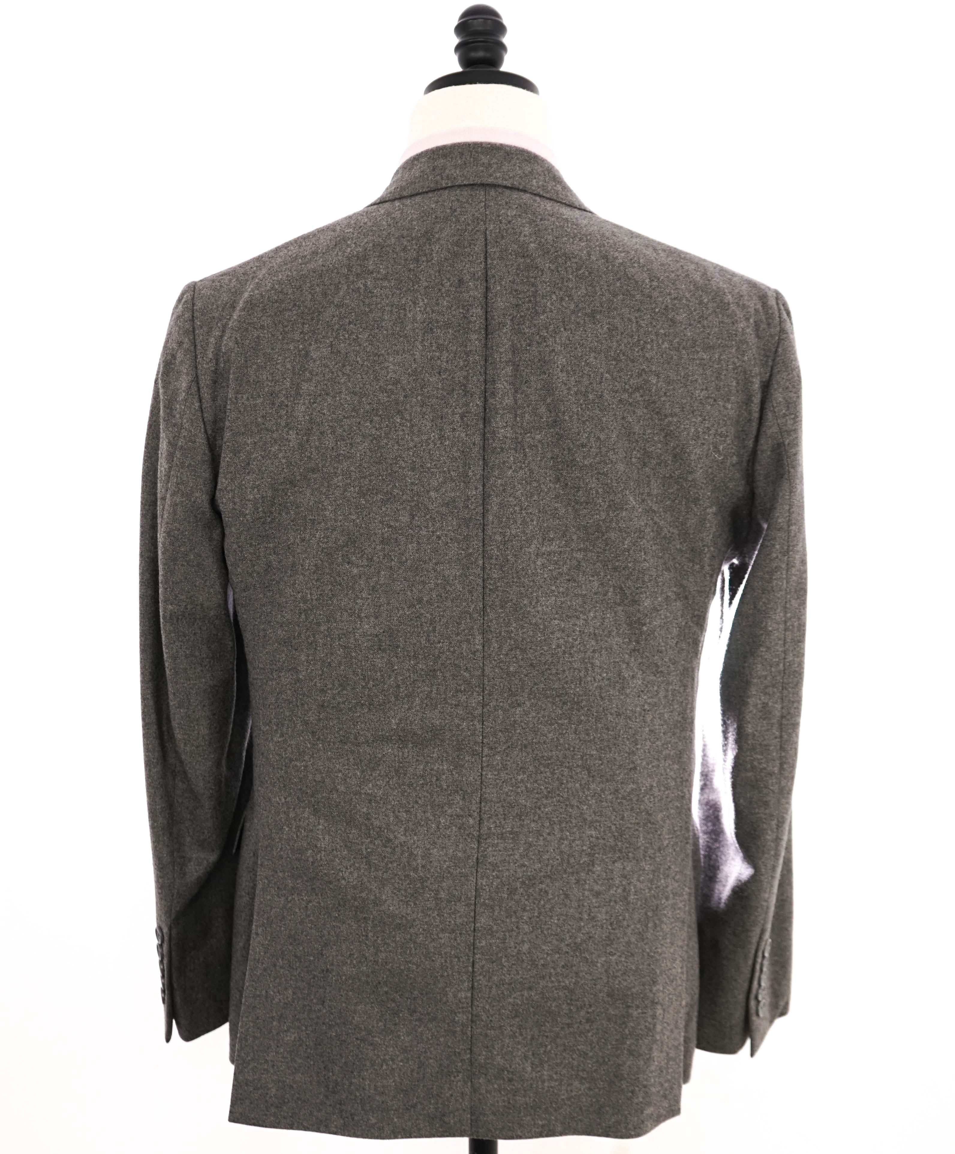 $5,995 RALPH LAUREN PURPLE LABEL - Gray Flannel Solid Double Breasted Suit - 40R