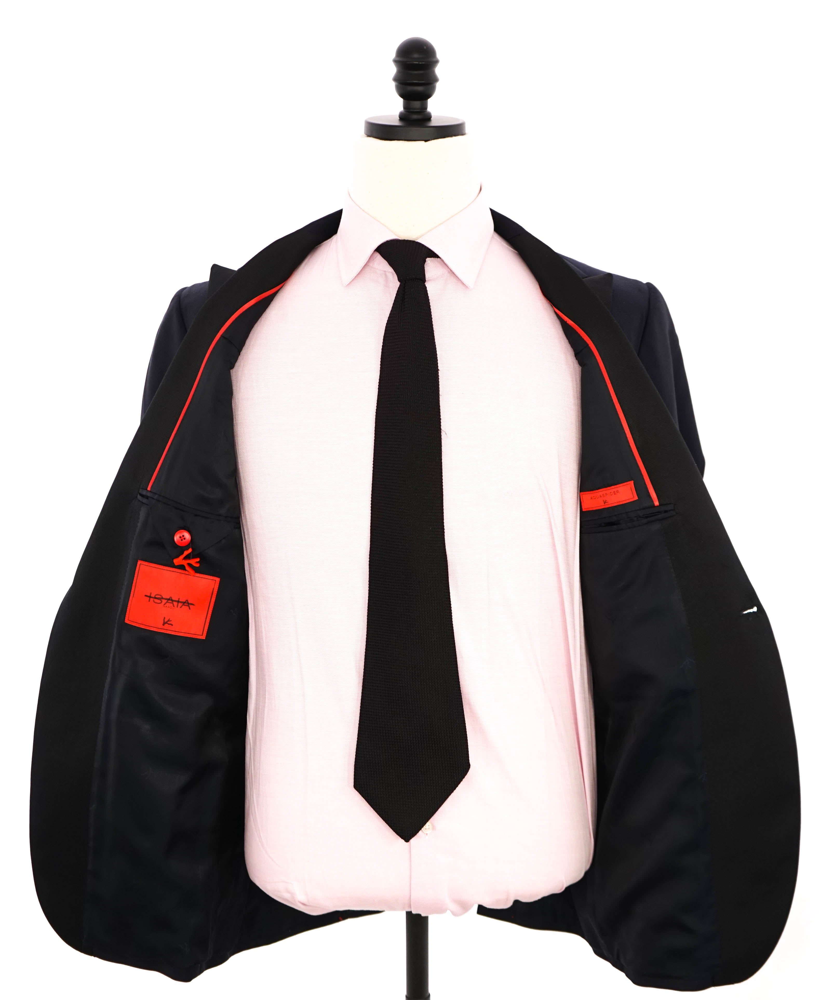 $4,595 ISAIA - "AQUASPIDER" Satin PEAK LAPEL Navy Blue Wool Tuxedo - 40R