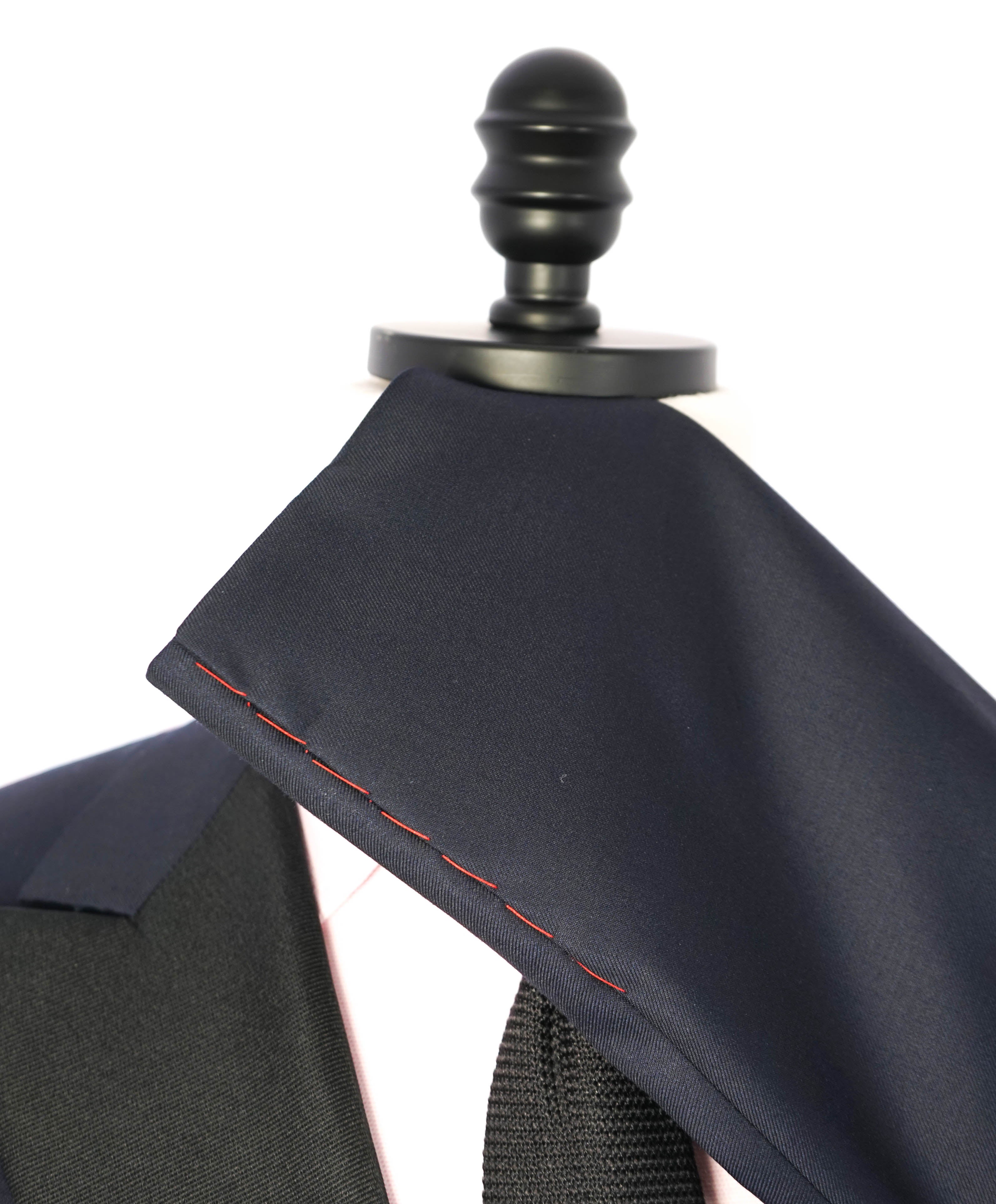 $4,595 ISAIA - "AQUASPIDER" Satin PEAK LAPEL Navy Blue Wool Tuxedo - 40R