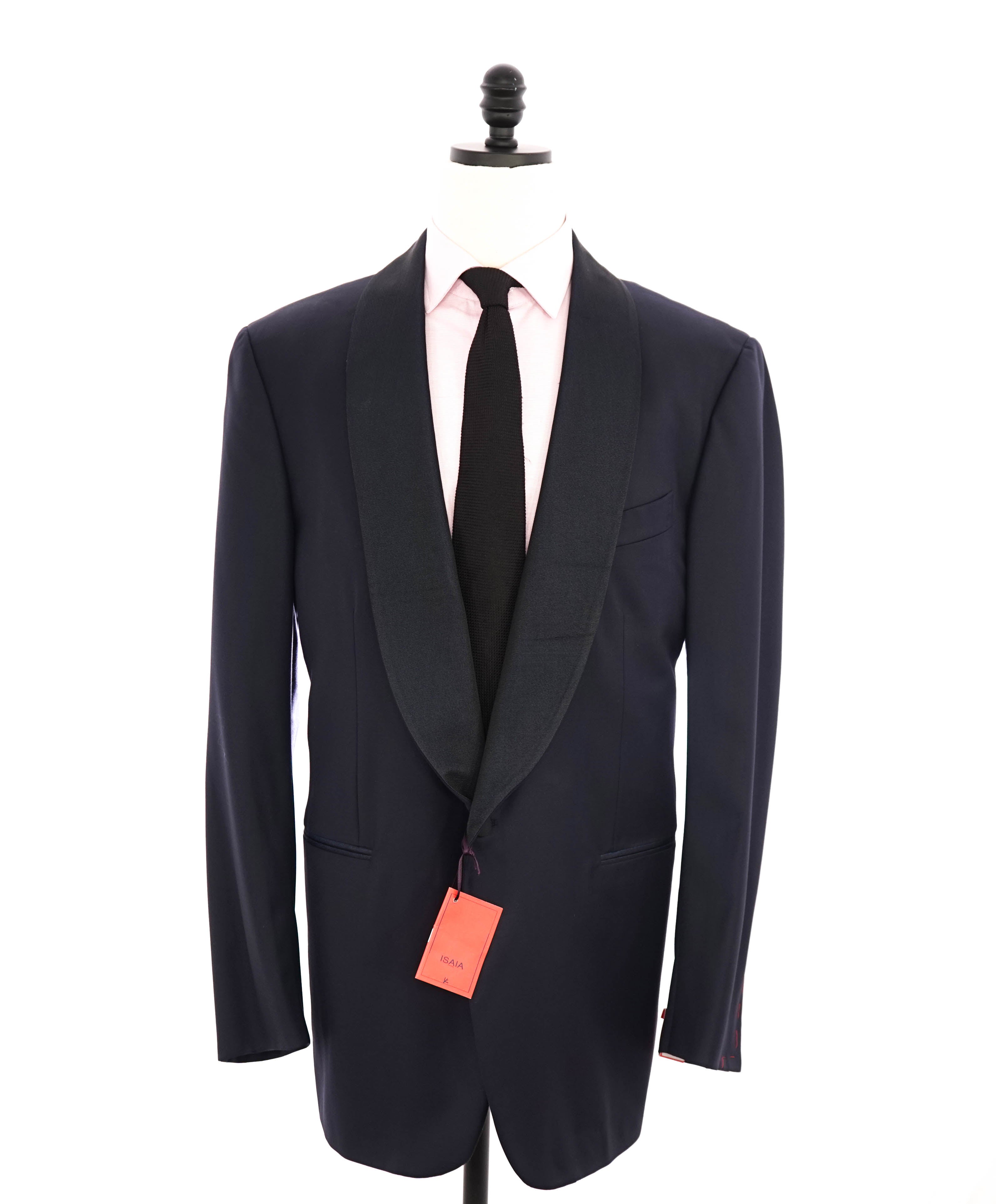 $4,595 ISAIA - "AQUASPIDER" Grossgrain SHAWL COLLAR Navy Blue Wool Tuxedo - 50L