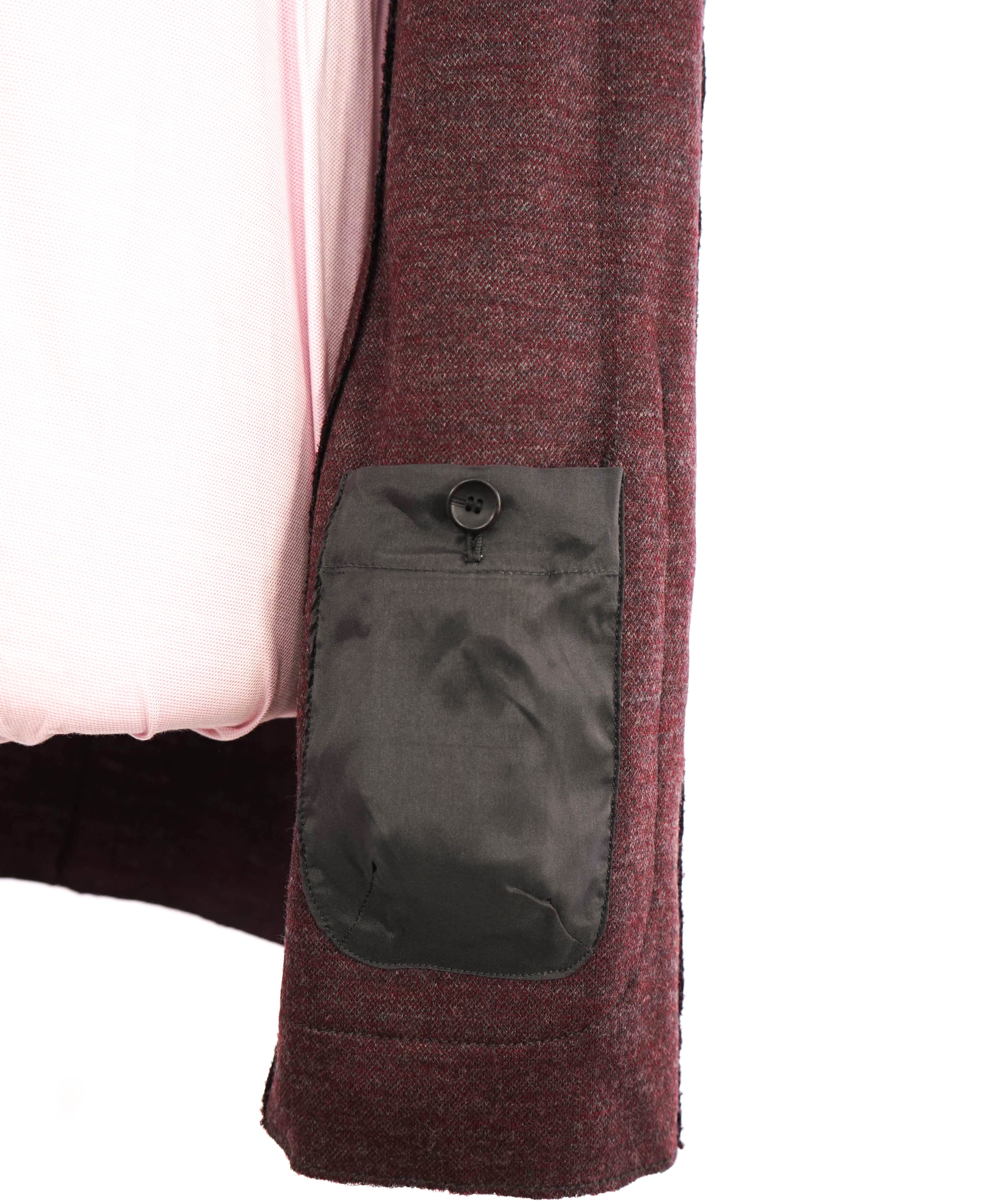 ARMANI COLLEZIONI - Unlined Burgundy & Gray Check Sweater Blazer - 44R