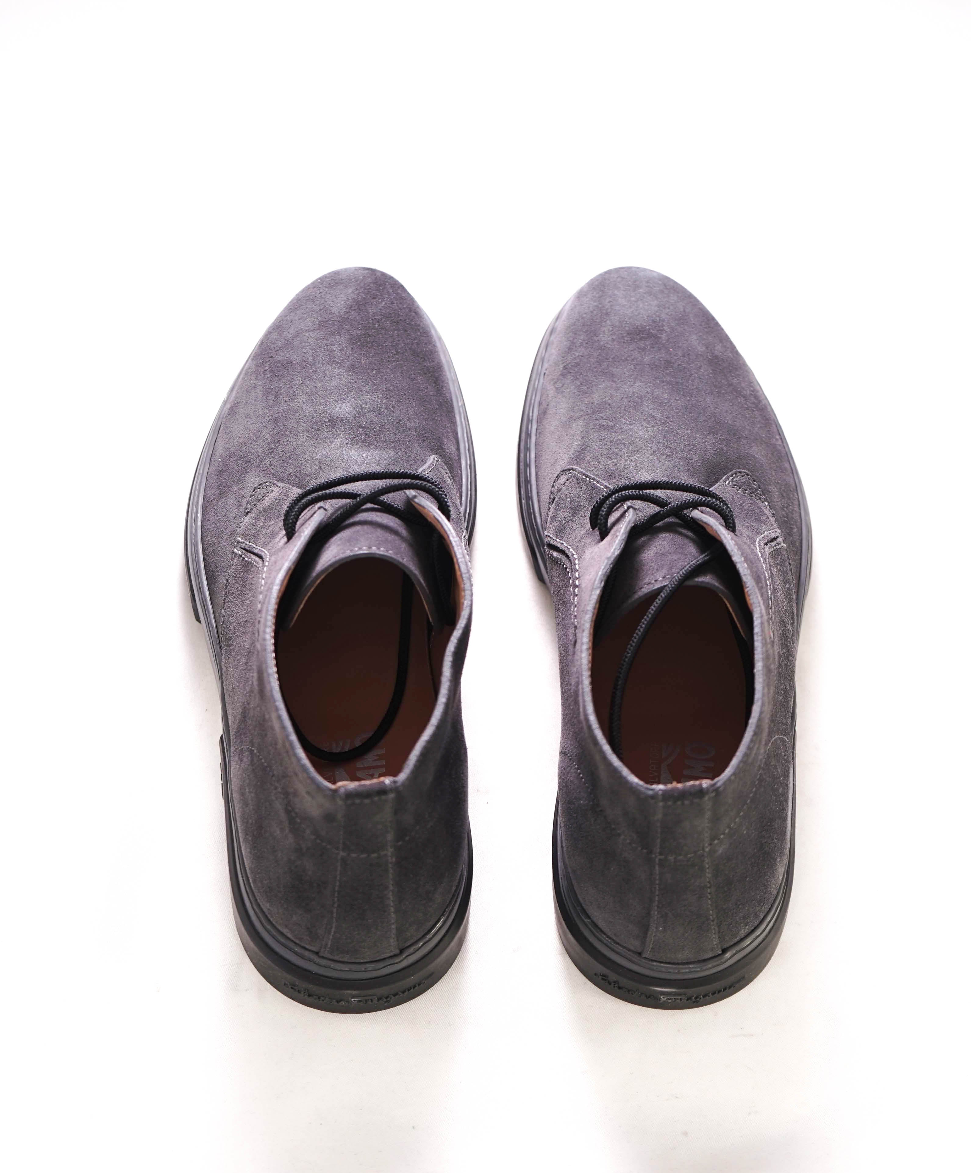 $820 SALVATORE FERRAGAMO - "ALDER" Gray Suede Logo Chukka Boot - 9.5 M US