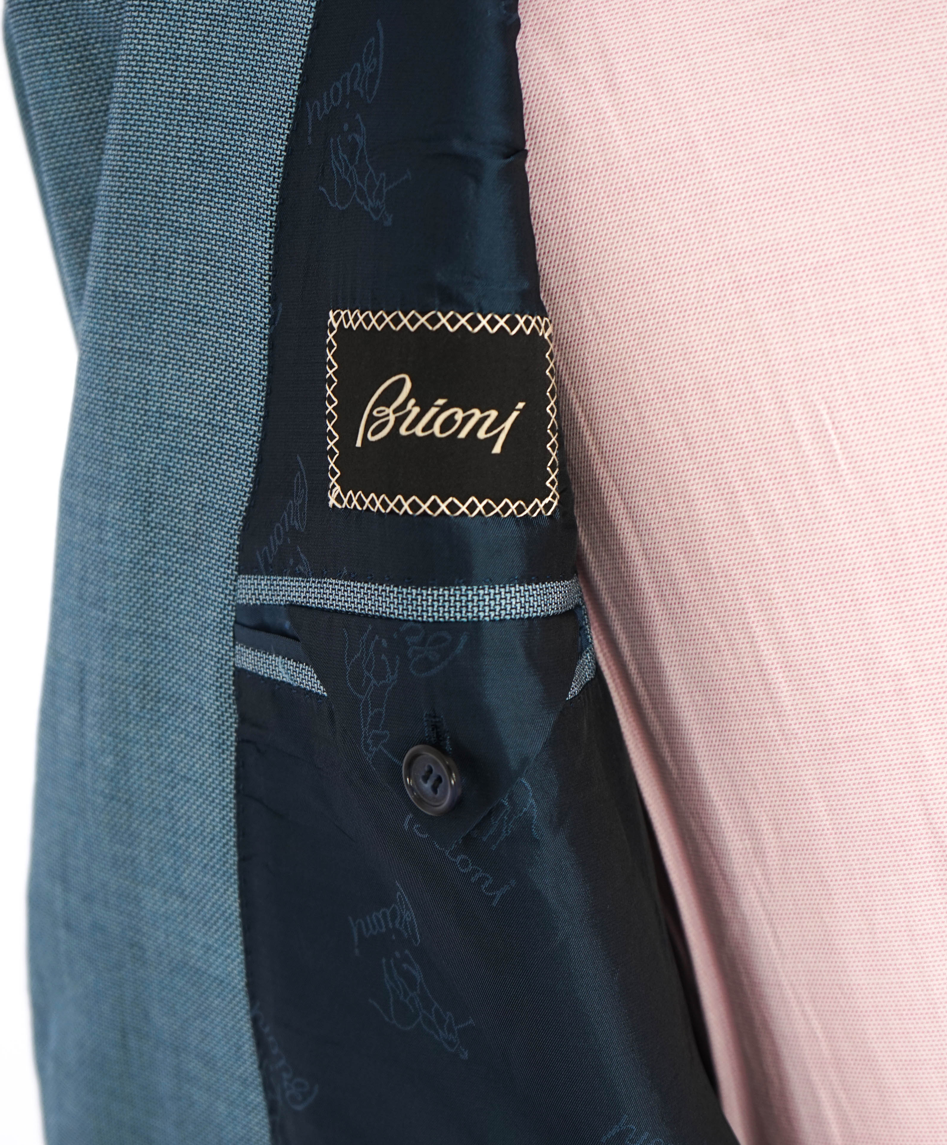 $4,800 BRIONI - Baby Blue Patch Pocket Hand Made Italy Blazer- 42R US