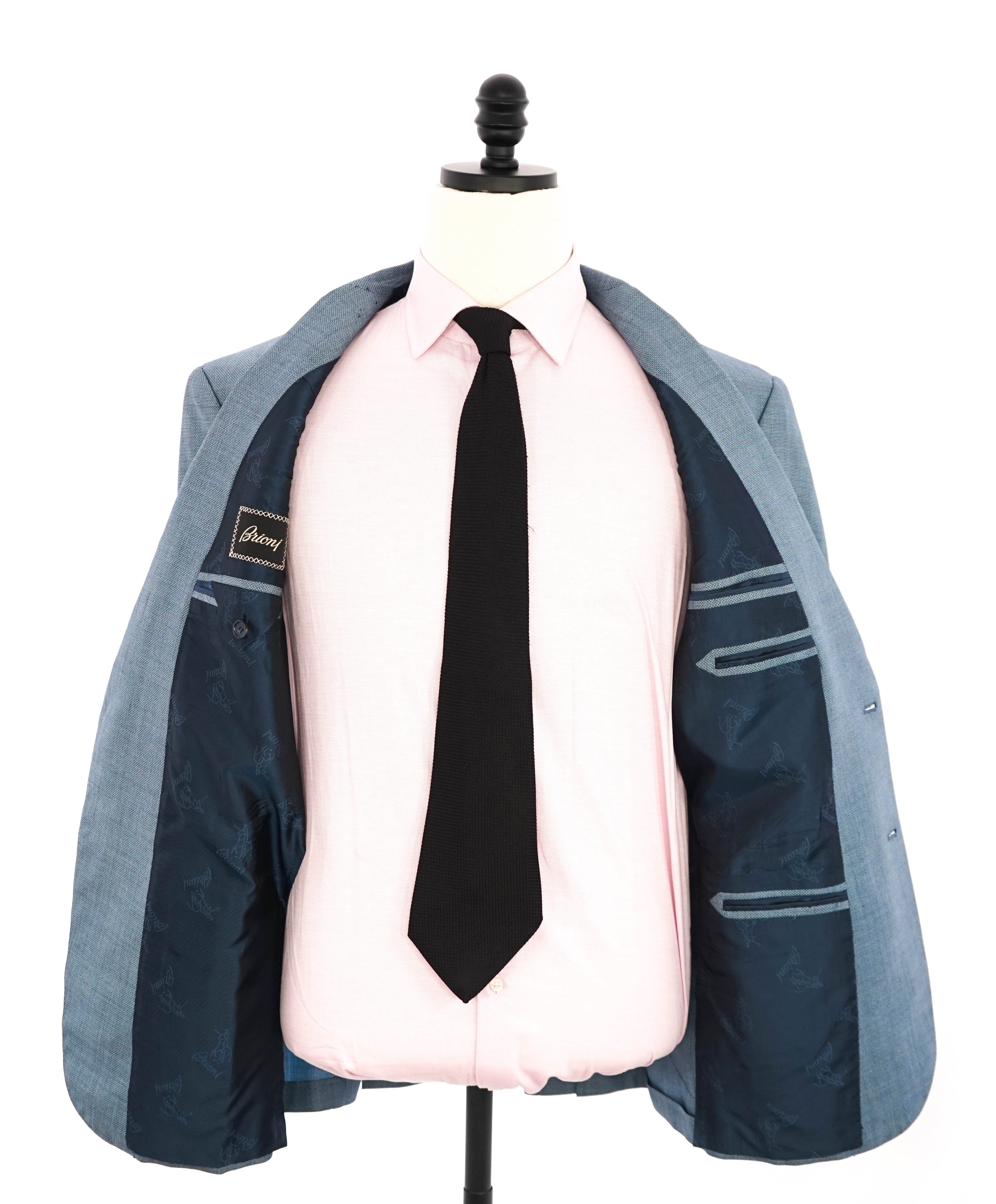 $4,800 BRIONI - Baby Blue Patch Pocket Hand Made Italy Blazer- 42R US