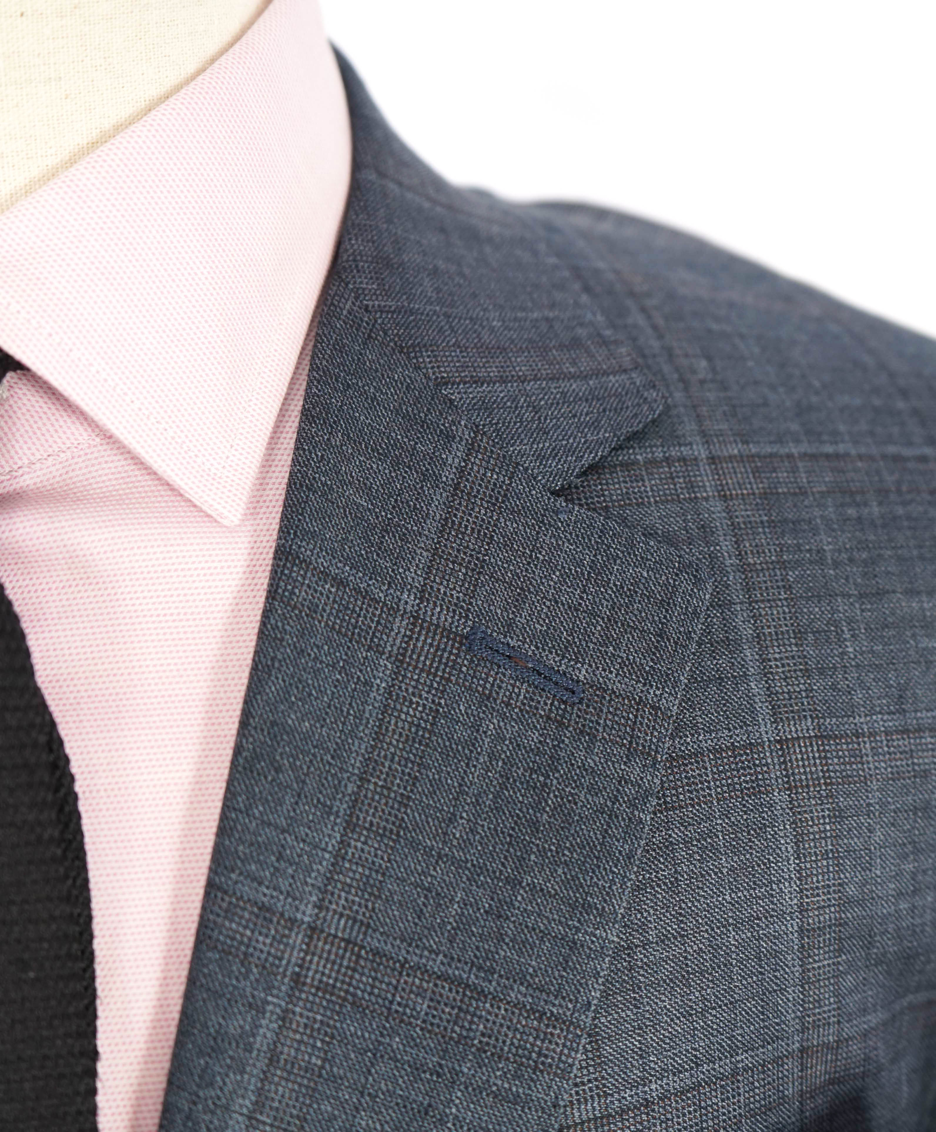 $2,195 CANALI - *CLOSET STAPLE* Blue/Gray Check Plaid 2-Piece Suit - 50R