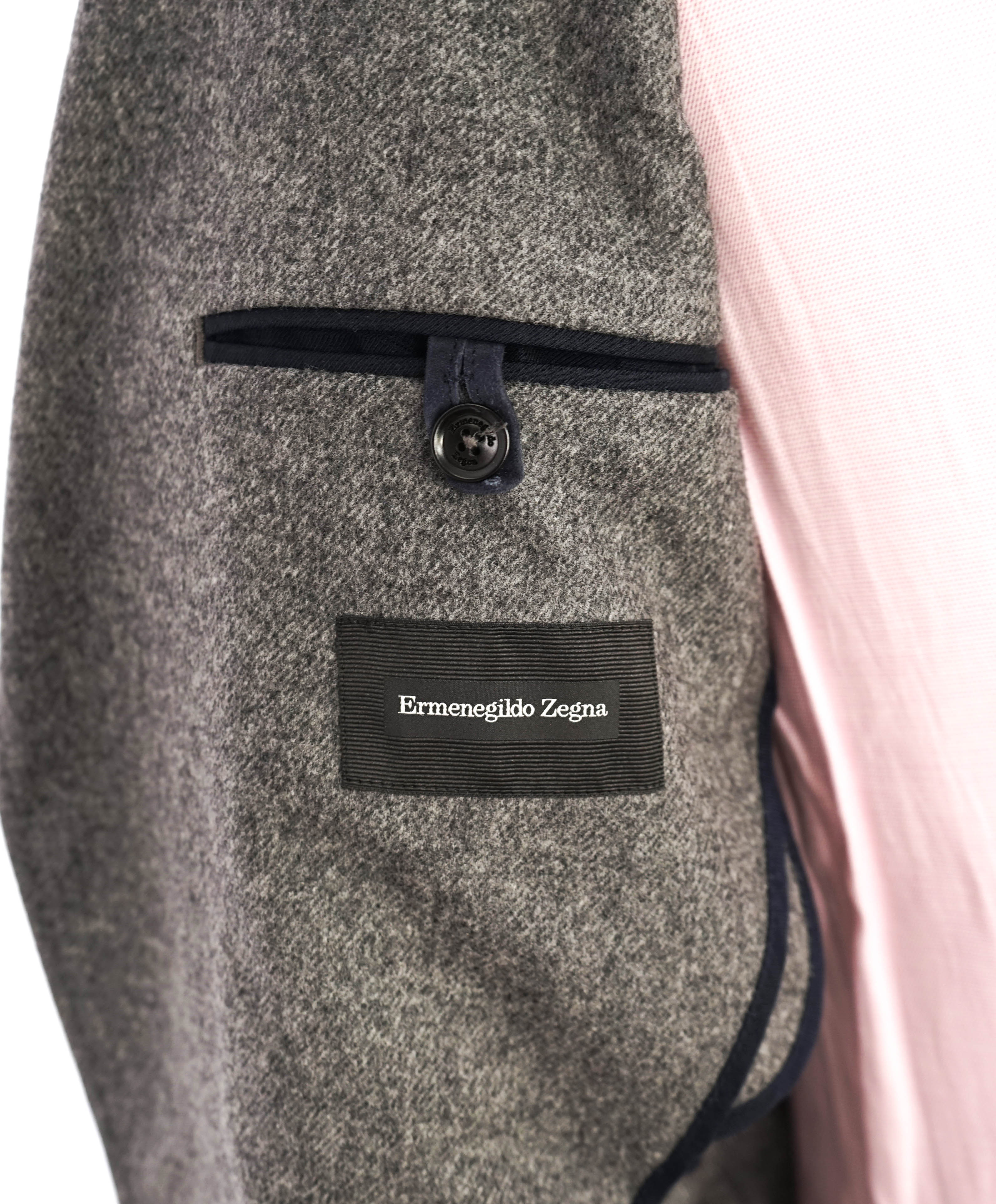 $2,895 ERMENEGILDO ZEGNA - Flannel Unlined Gray Performance Blazer - 42R