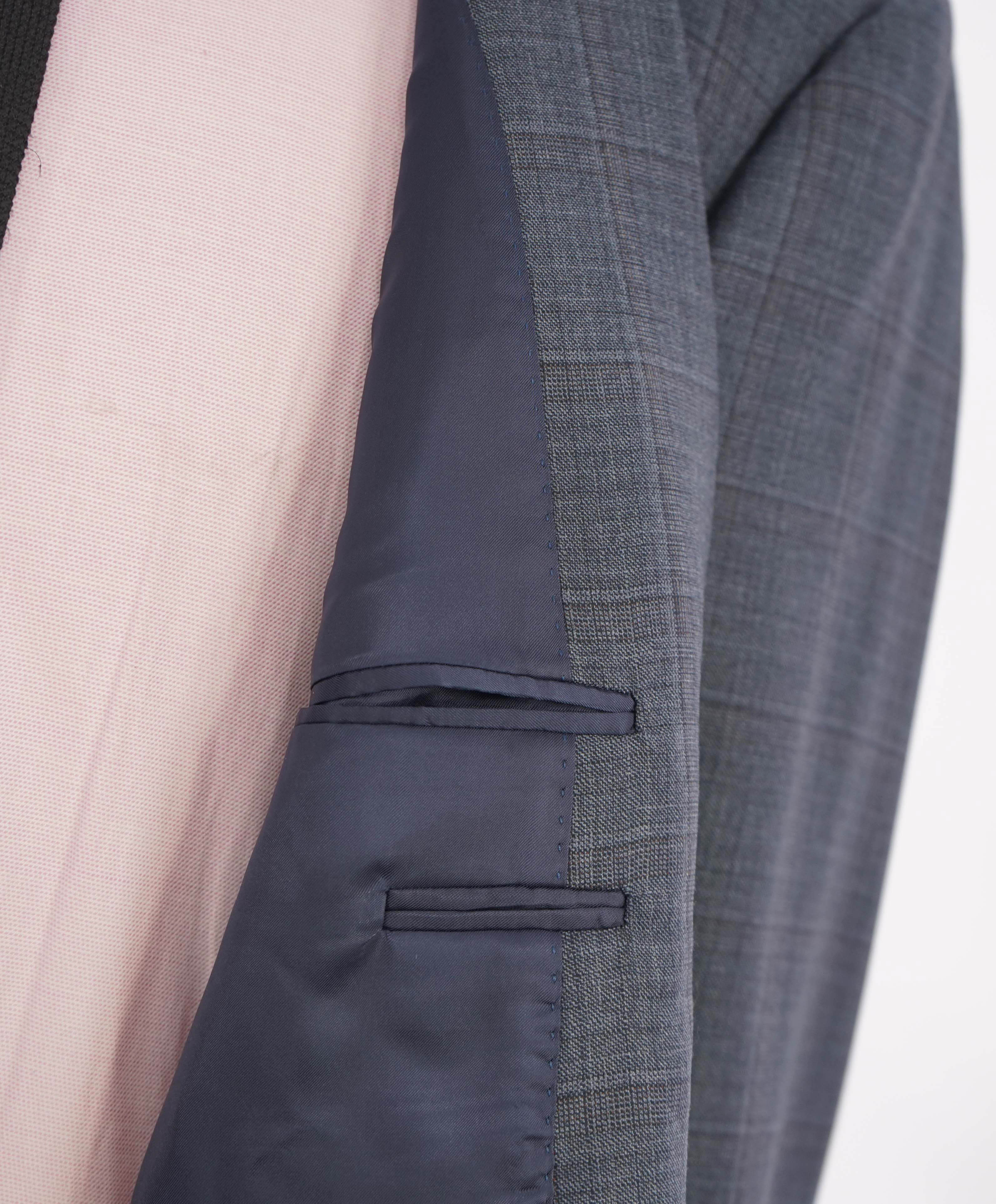 $2,195 CANALI - *CLOSET STAPLE* Blue/Gray Check Plaid 2-Piece Suit - 50R
